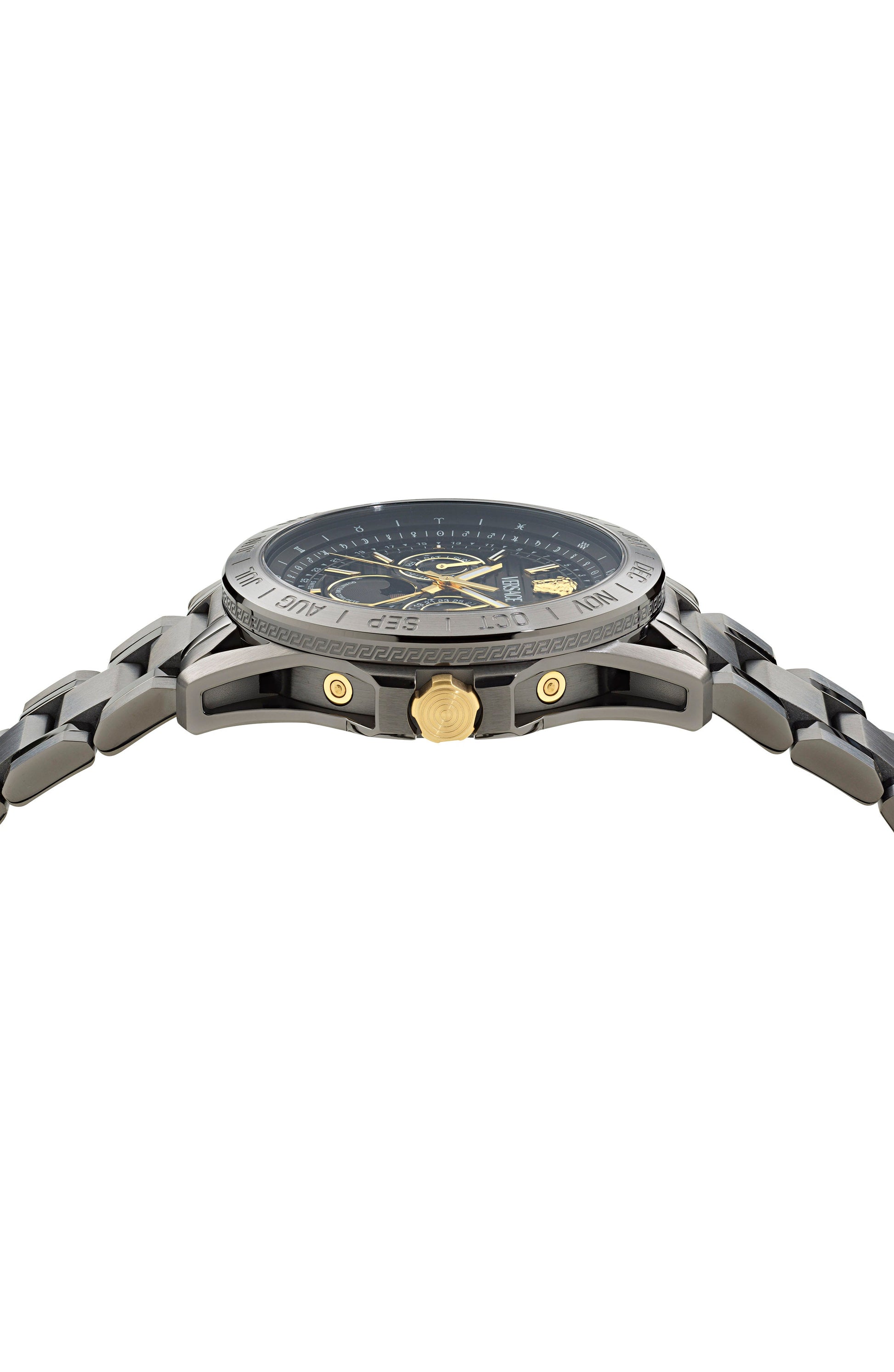 43MM IP Gunmetal Case Black Stone Dial Grey Bracelet