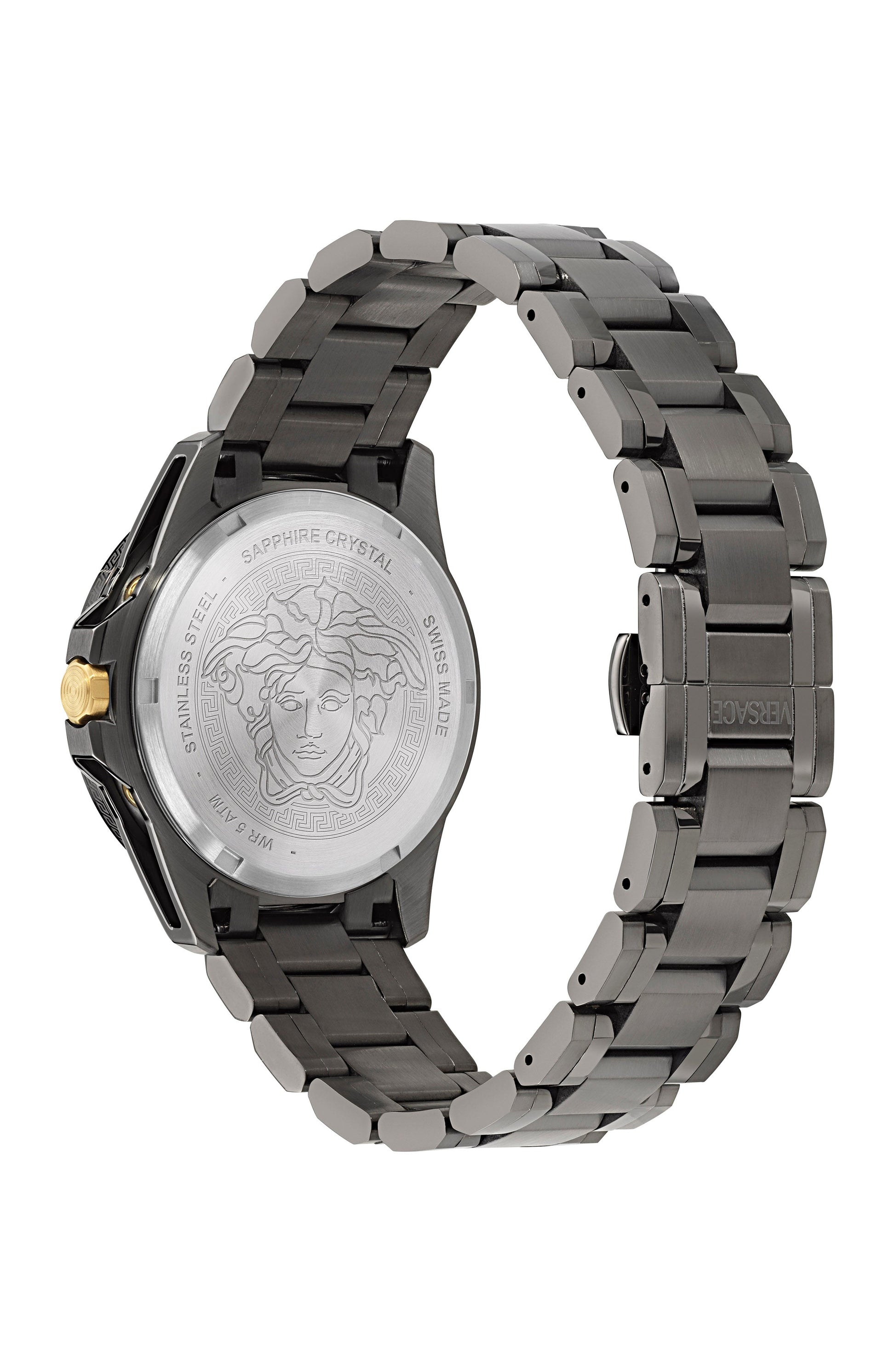 43MM IP Gunmetal Case Black Stone Dial Grey Bracelet