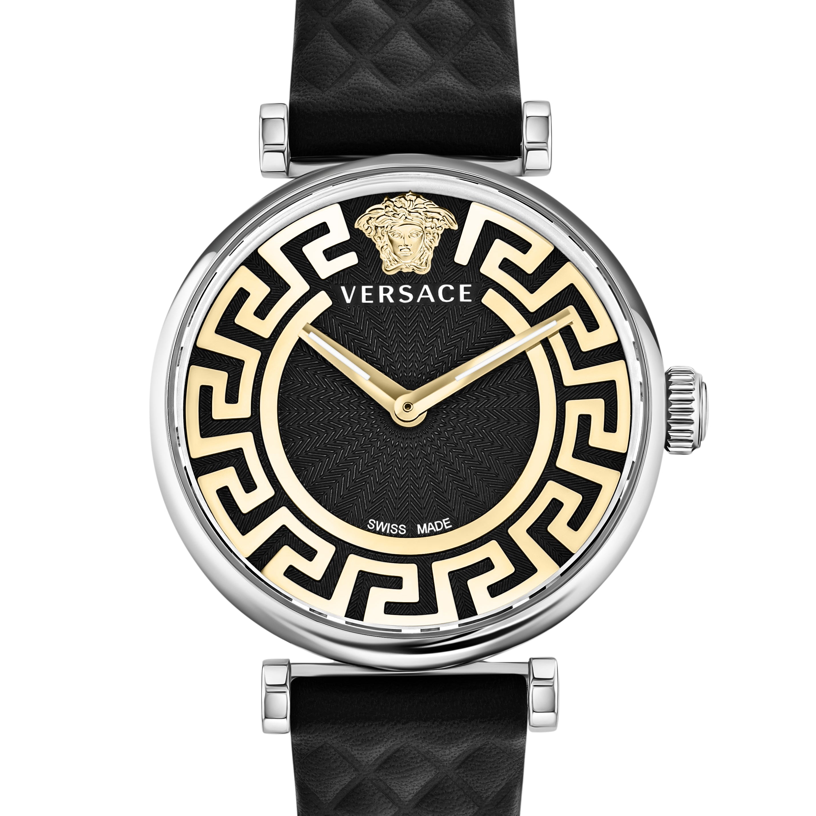 35MM Stainless Steel Case Black Guilloché Dial Black Calf Leather Strap