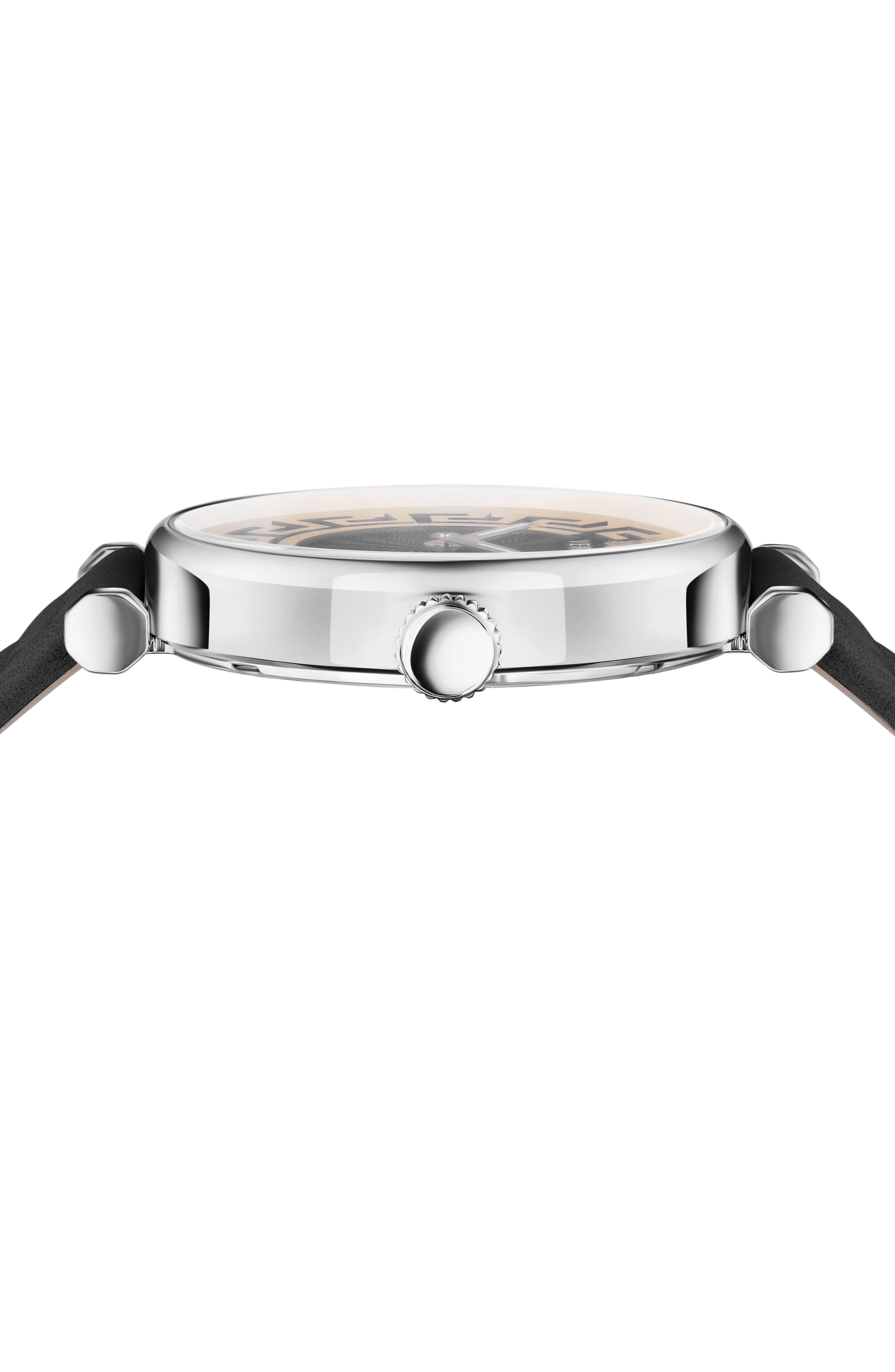35MM Stainless Steel Case Black Guilloché Dial Black Calf Leather Strap