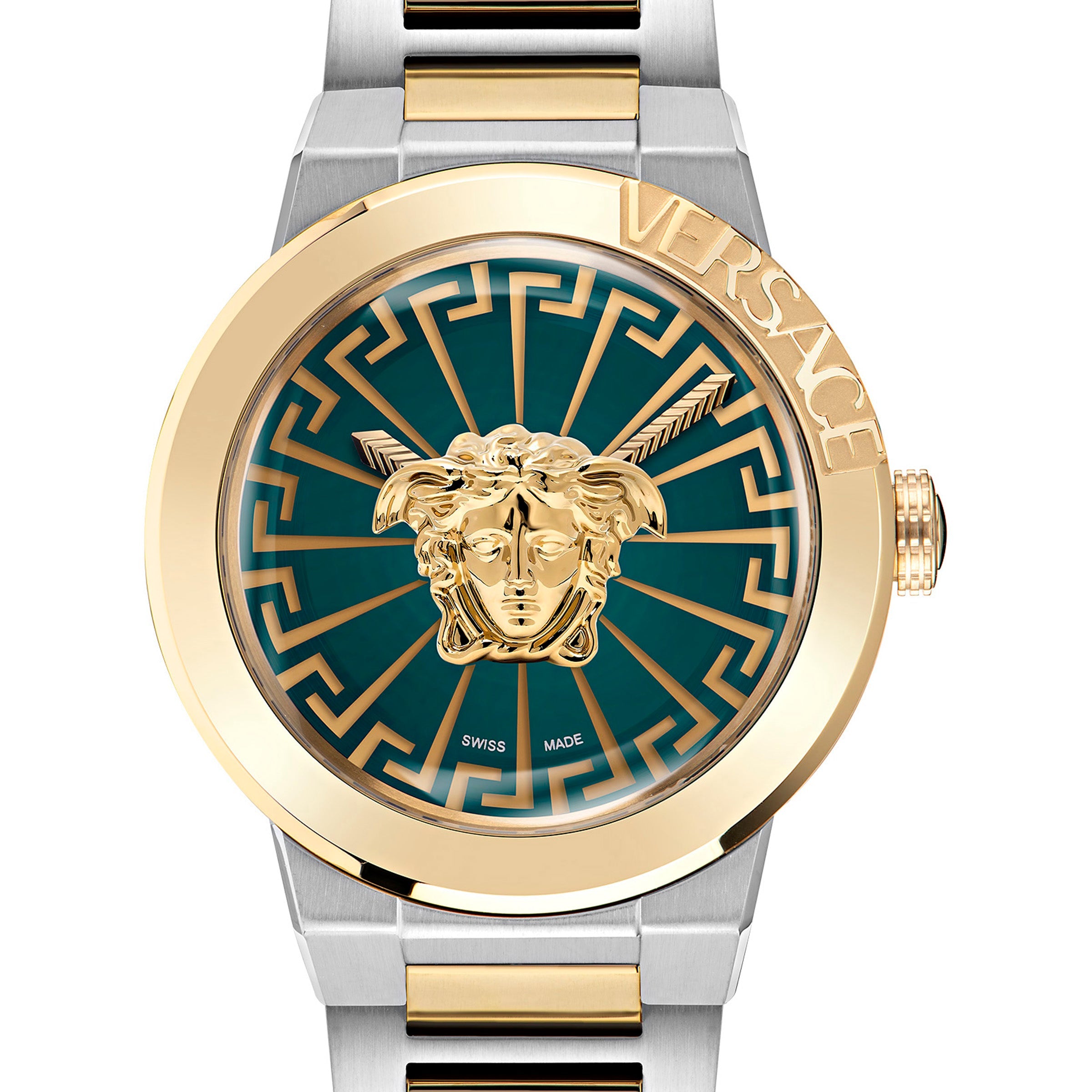 38MM TT IPYG/SS Case Green Matte Dial Gold/Silver Bracelet