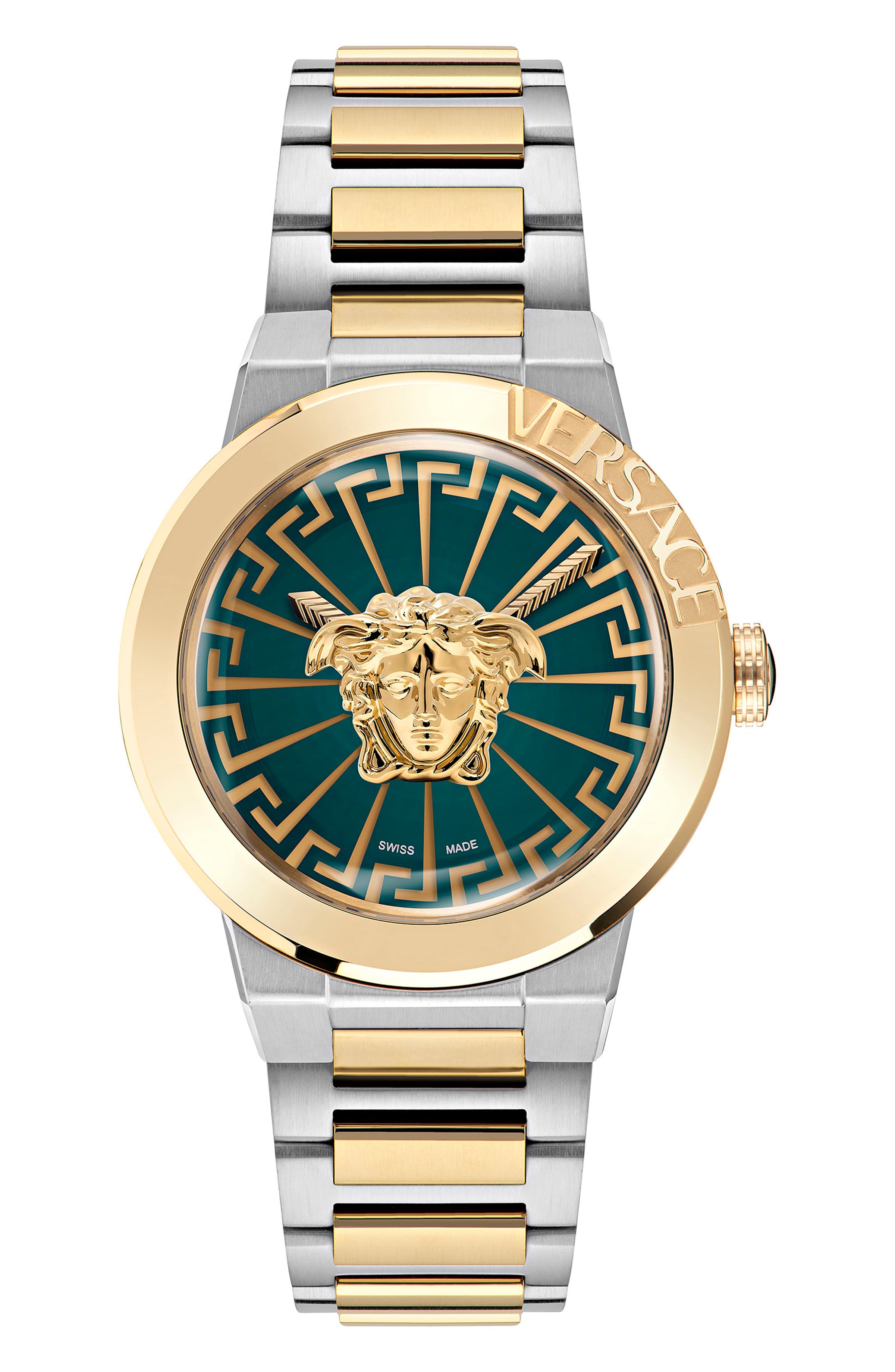 38MM TT IPYG/SS Case Green Matte Dial Gold/Silver Bracelet