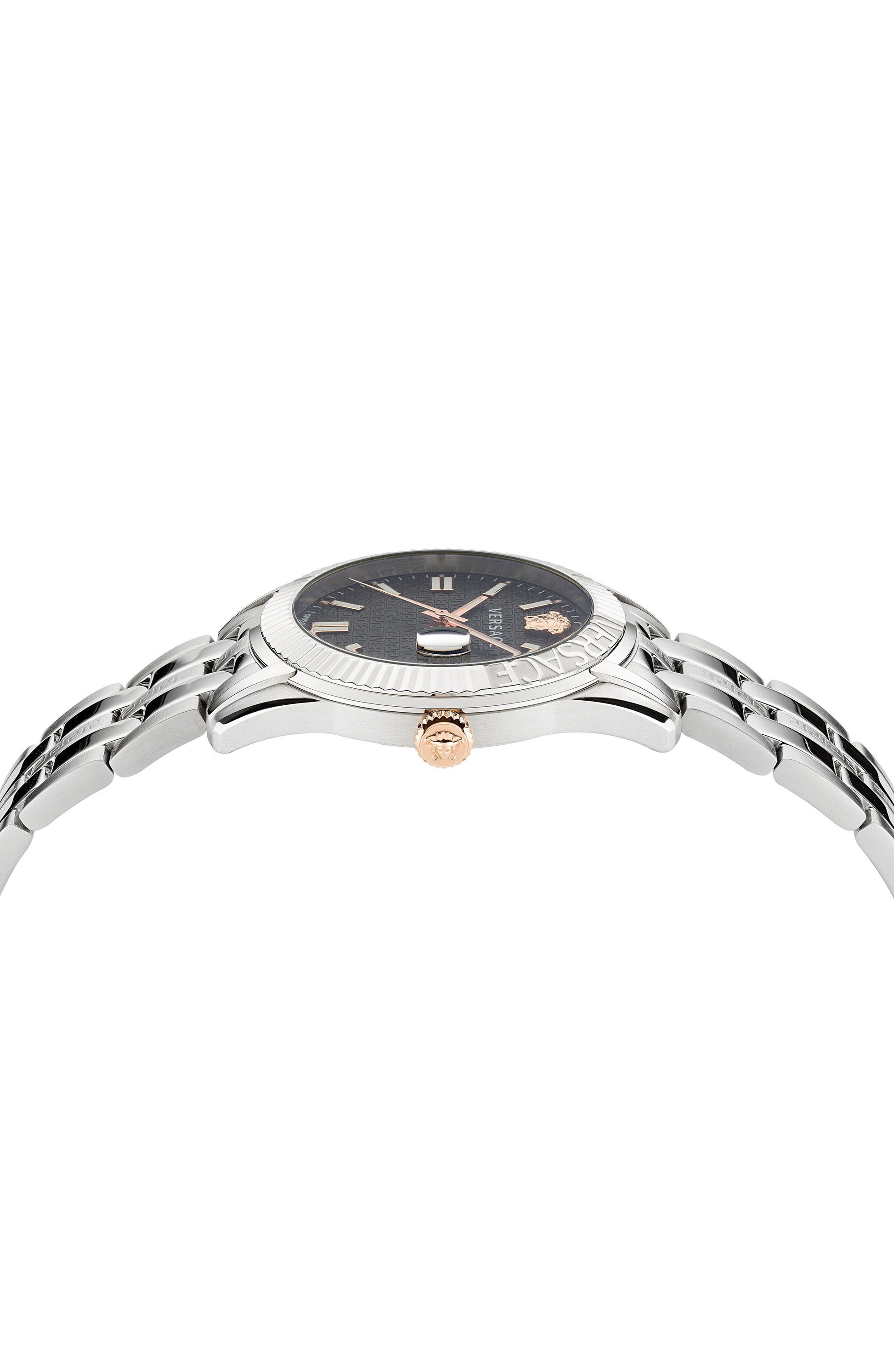 41MM Stainless Steel Case Black Guilloché Dial Silver Bracelet