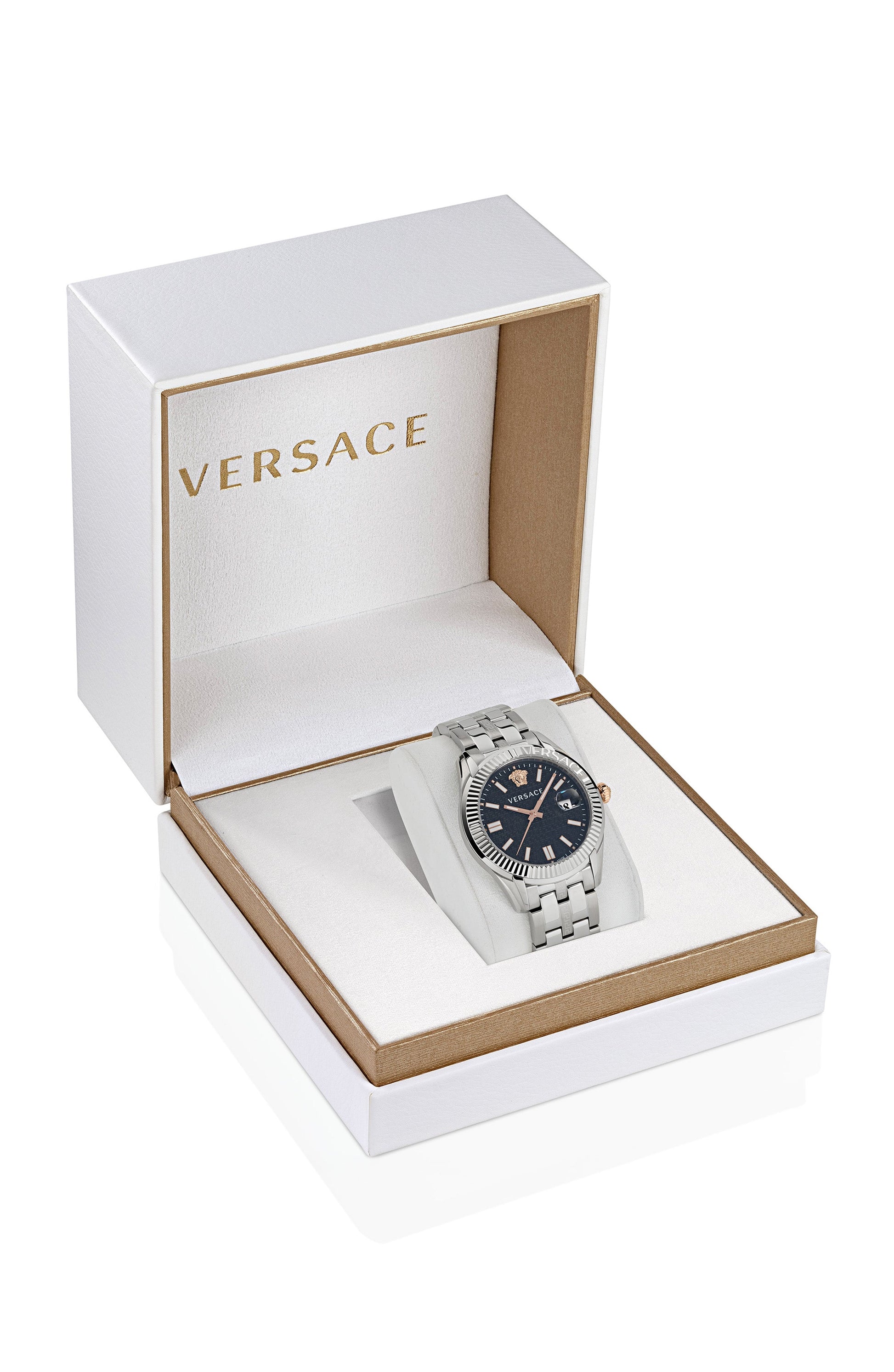 41MM Stainless Steel Case Black Guilloché Dial Silver Bracelet