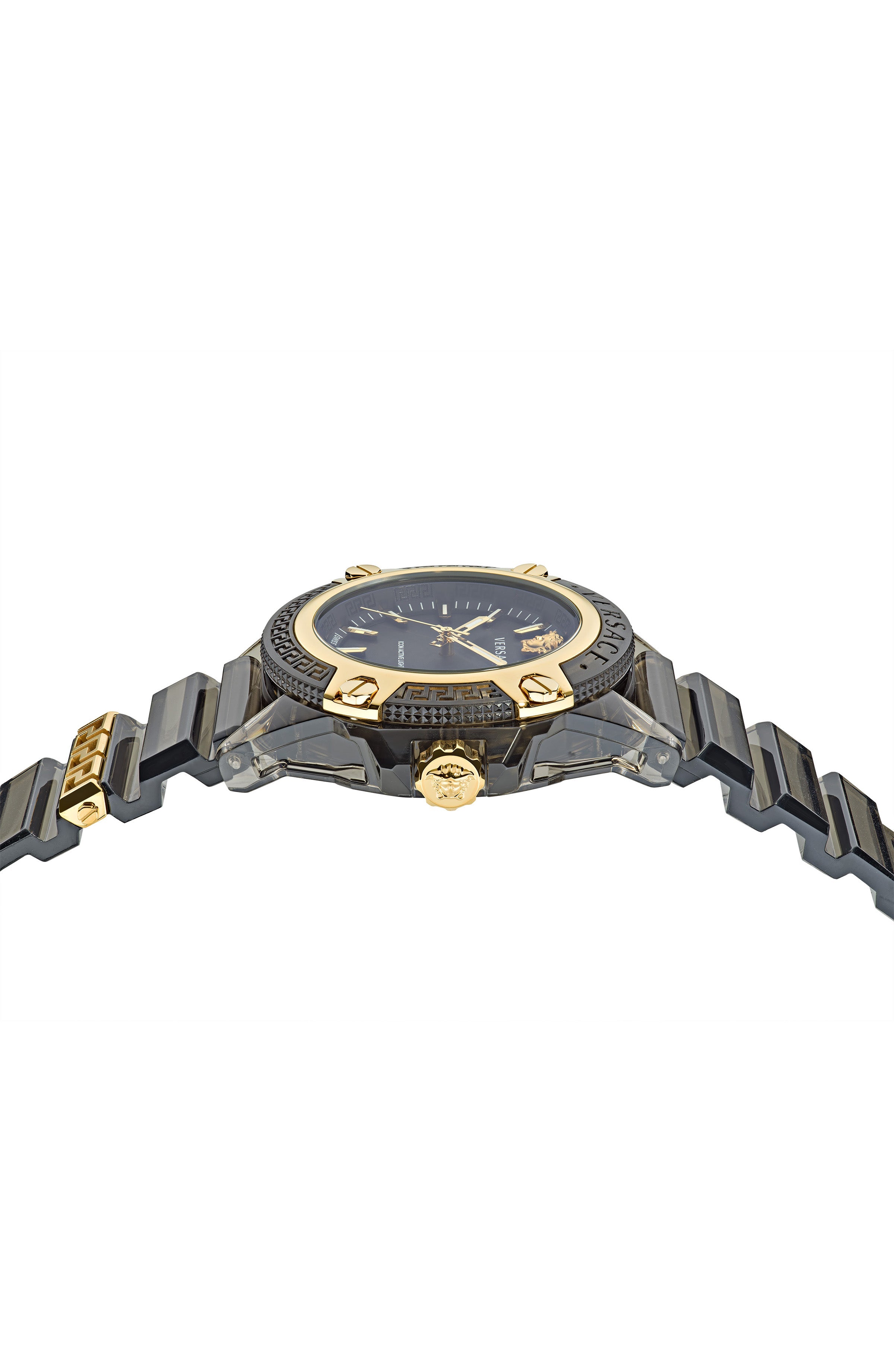 42MM Transparent Black Polycarbonate Case Black Matte Dial Black Silicone Strap