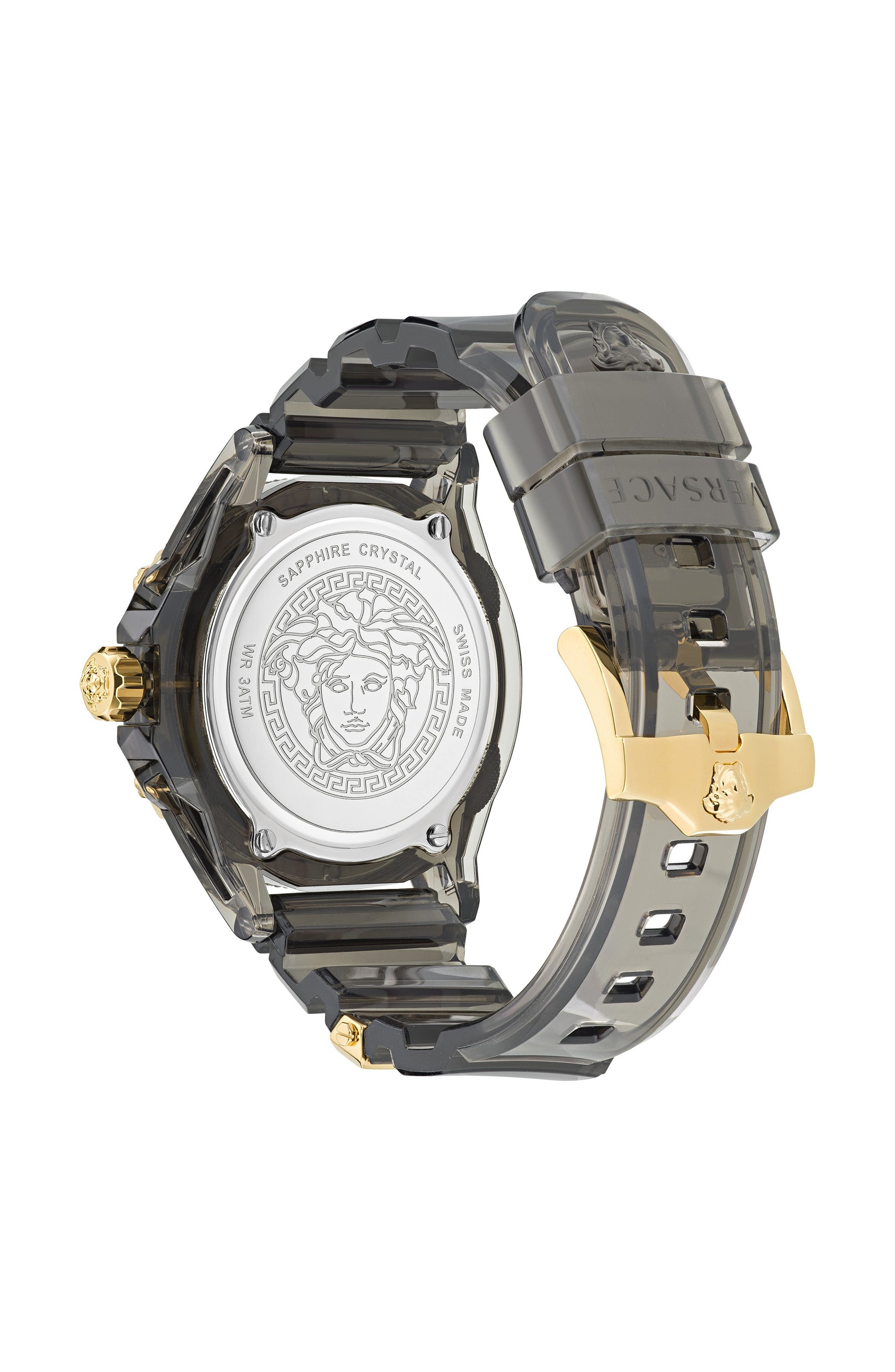 42MM Transparent Black Polycarbonate Case Black Matte Dial Black Silicone Strap