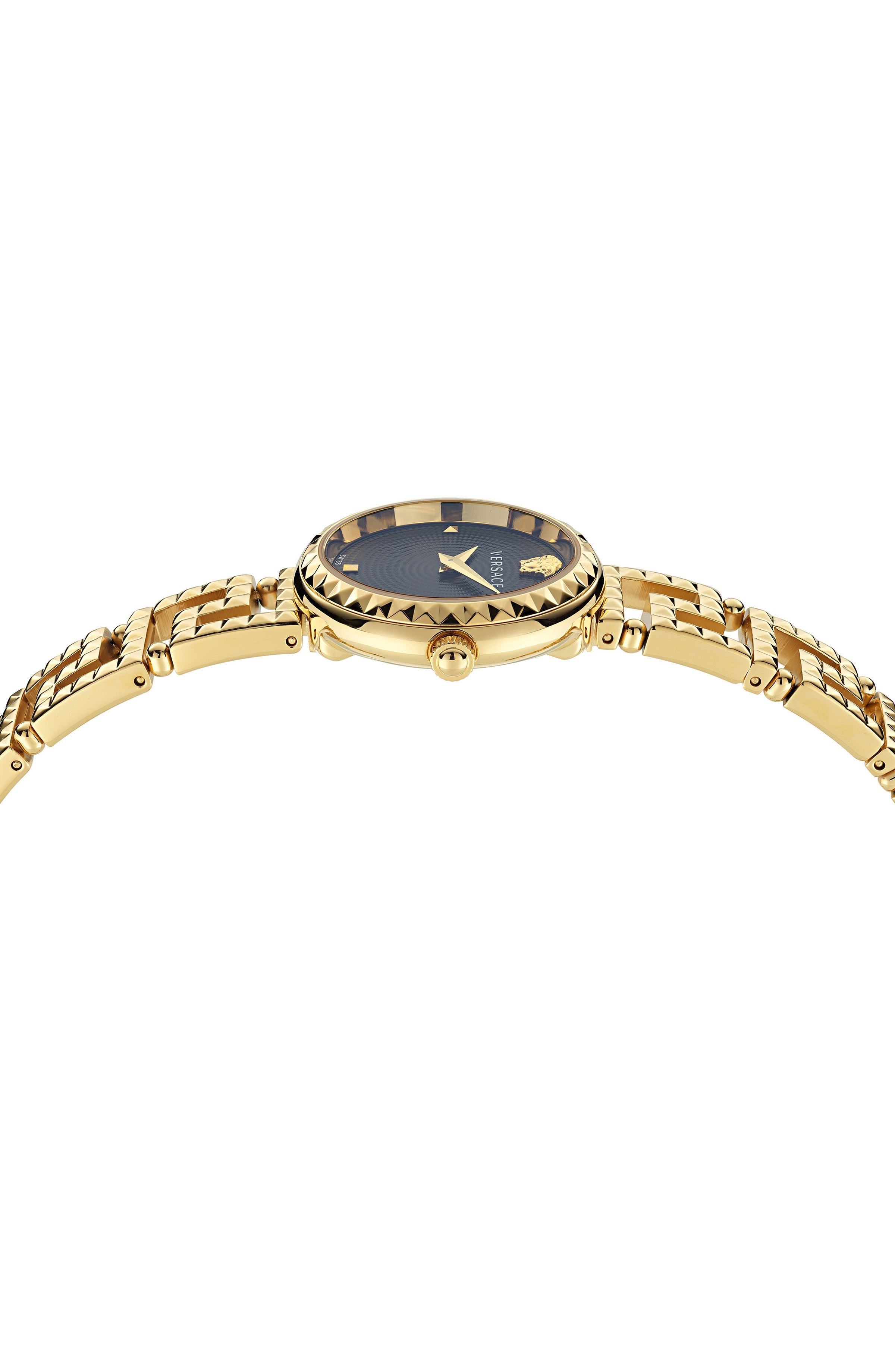 28MM IP Yellow Gold Case Black Guilloché Dial Gold Bracelet