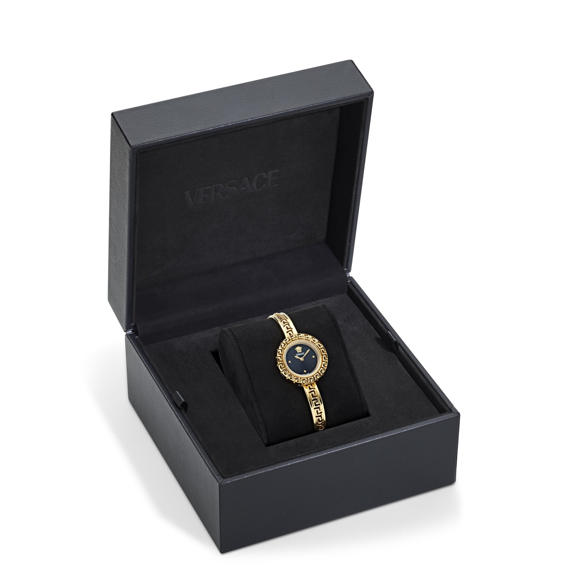 28MM IP Yellow Gold Case Black Guilloché Dial Gold Bracelet