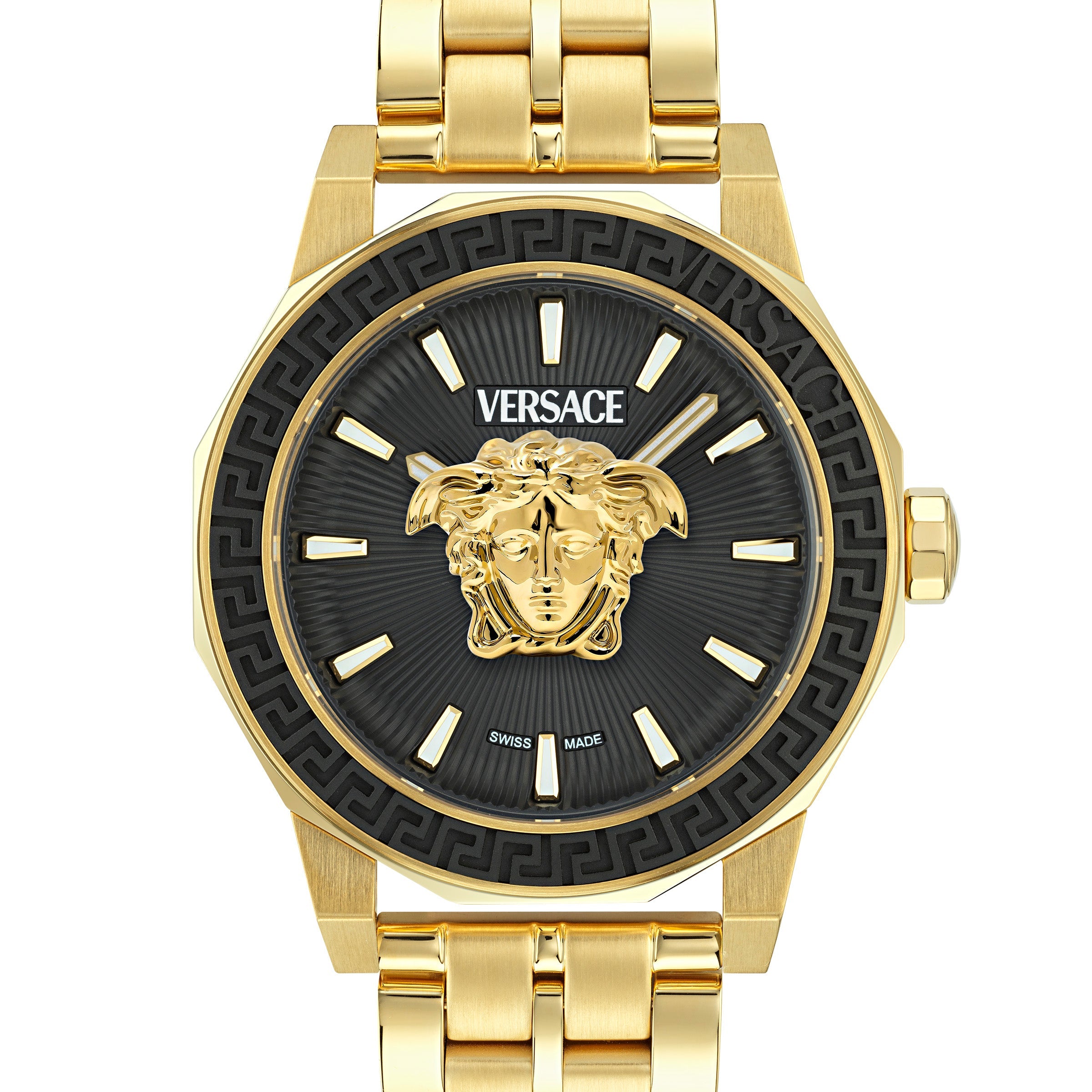 43MM IP Yellow Gold Case Black Guilloché Dial Gold Bracelet