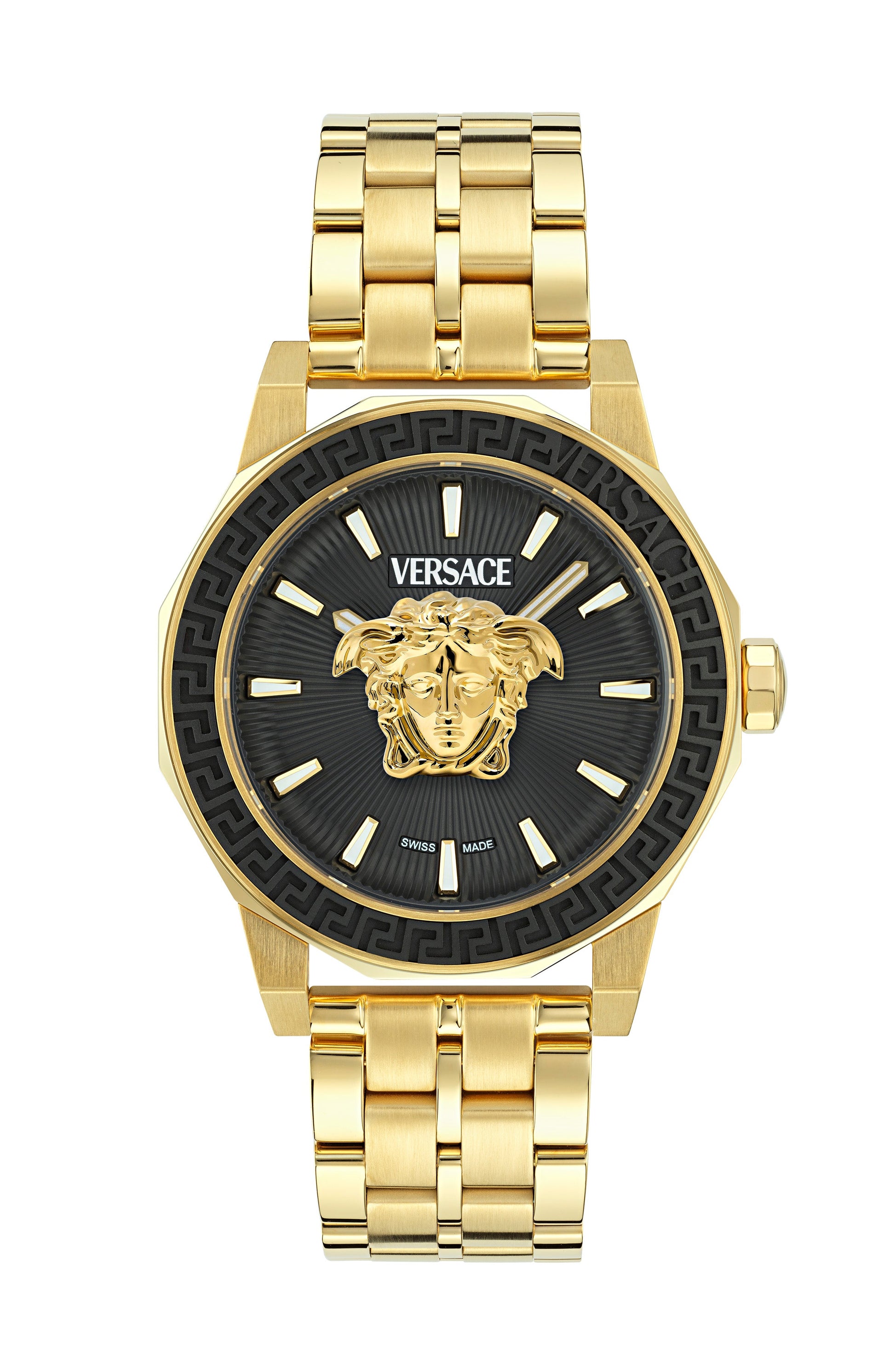 43MM IP Yellow Gold Case Black Guilloché Dial Gold Bracelet