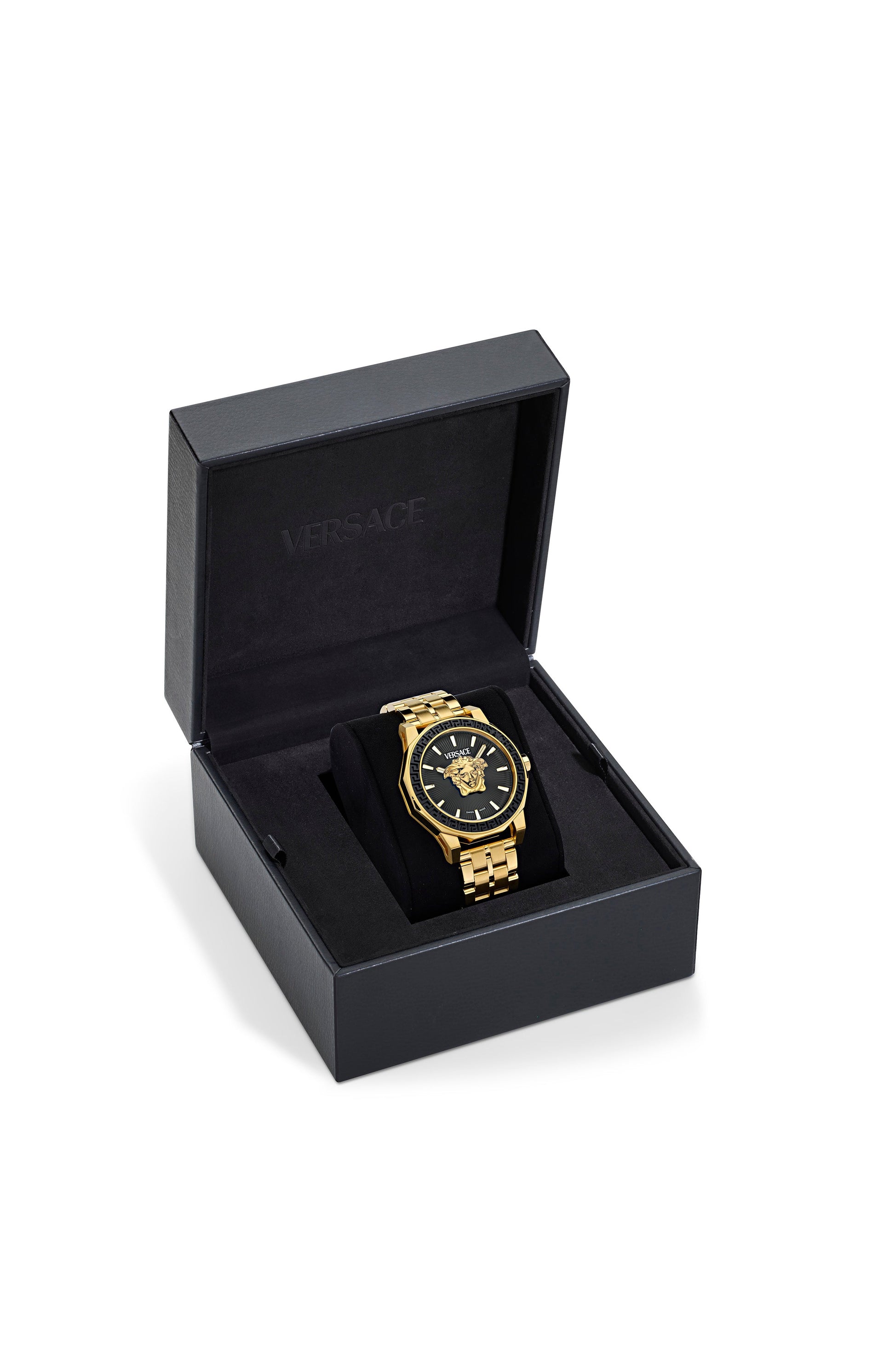 43MM IP Yellow Gold Case Black Guilloché Dial Gold Bracelet