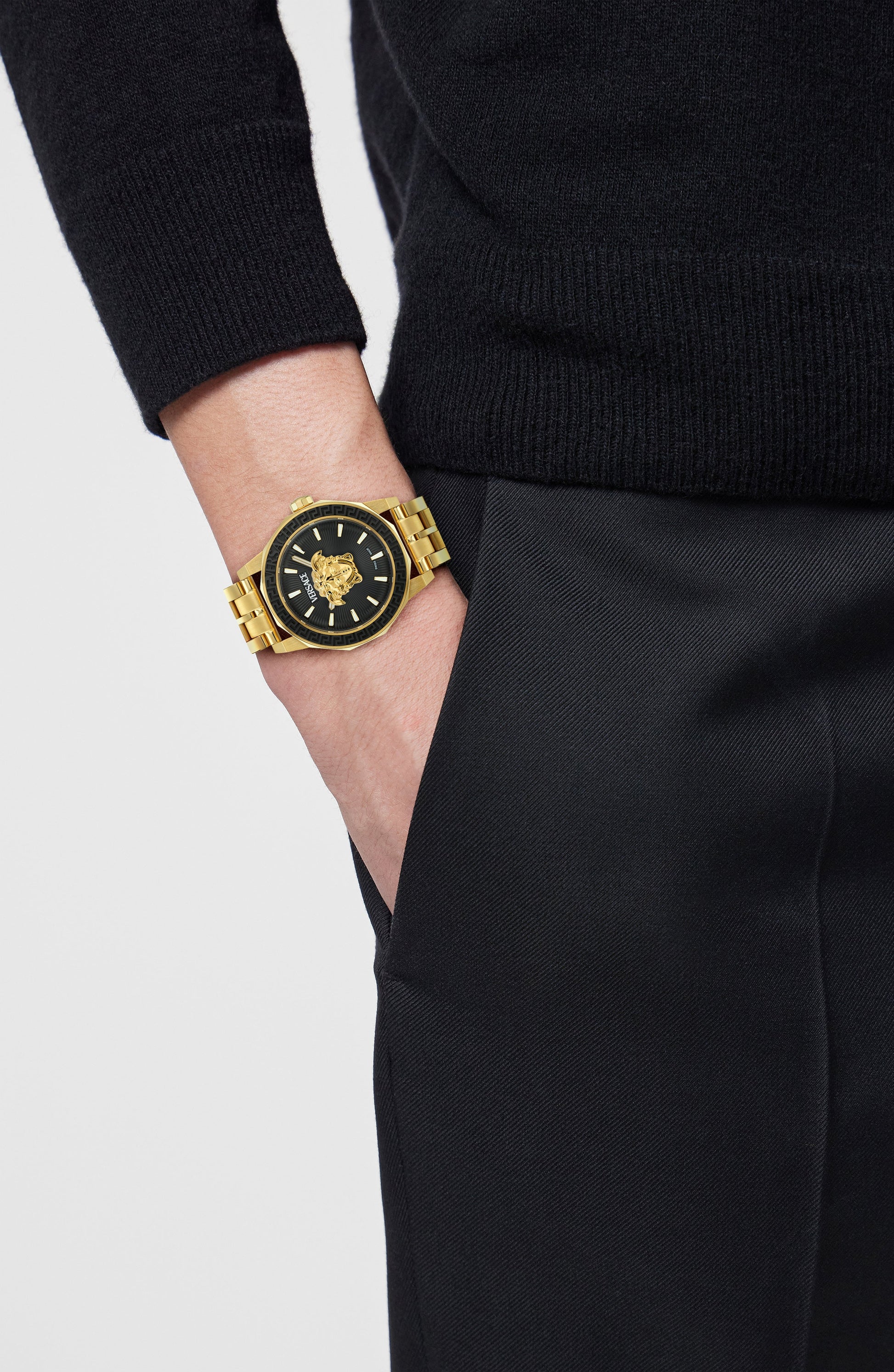 43MM IP Yellow Gold Case Black Guilloché Dial Gold Bracelet