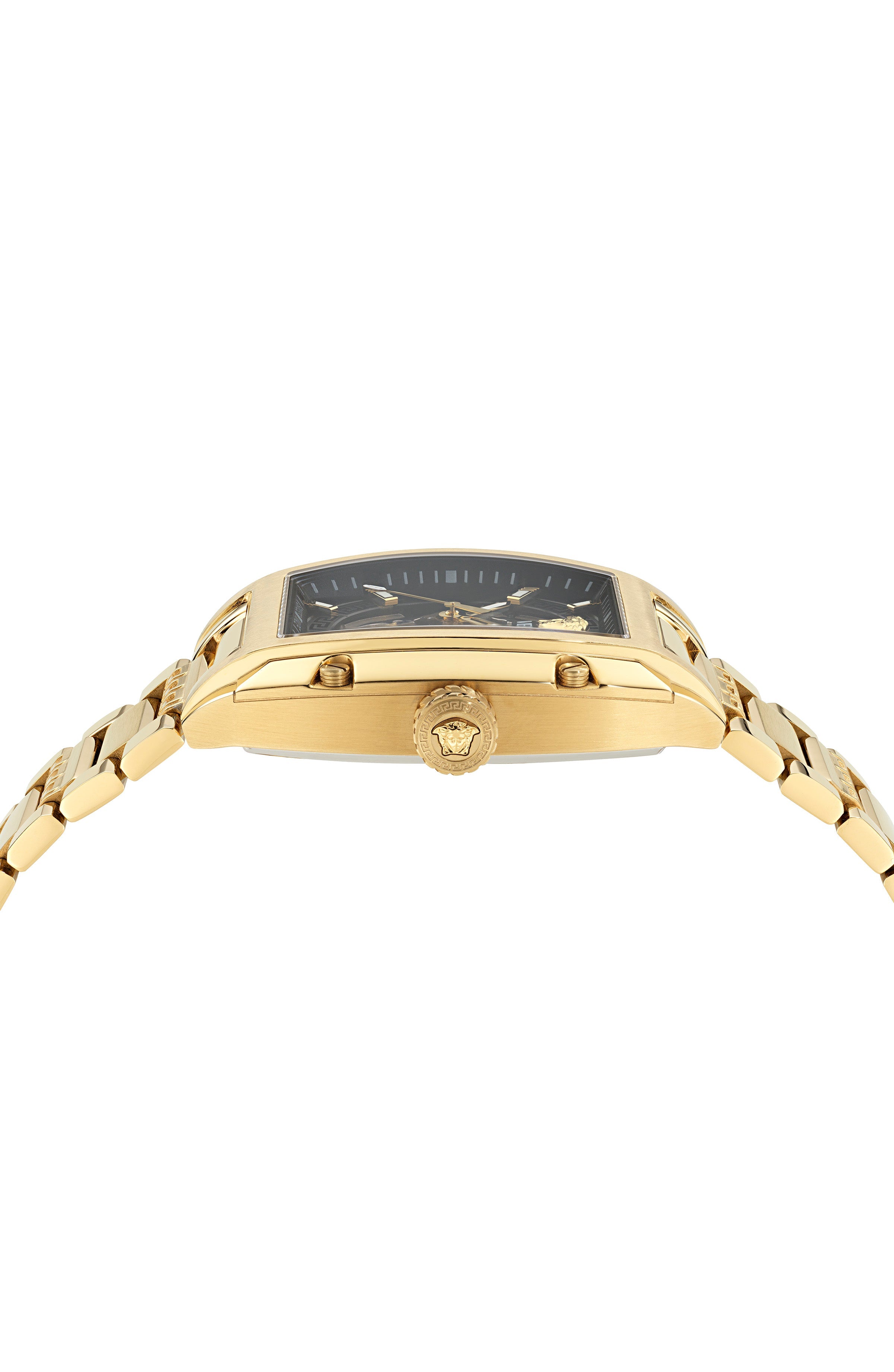 42X49.5MM IP Yellow Gold Case Black Skeleton Dial Gold Bracelet