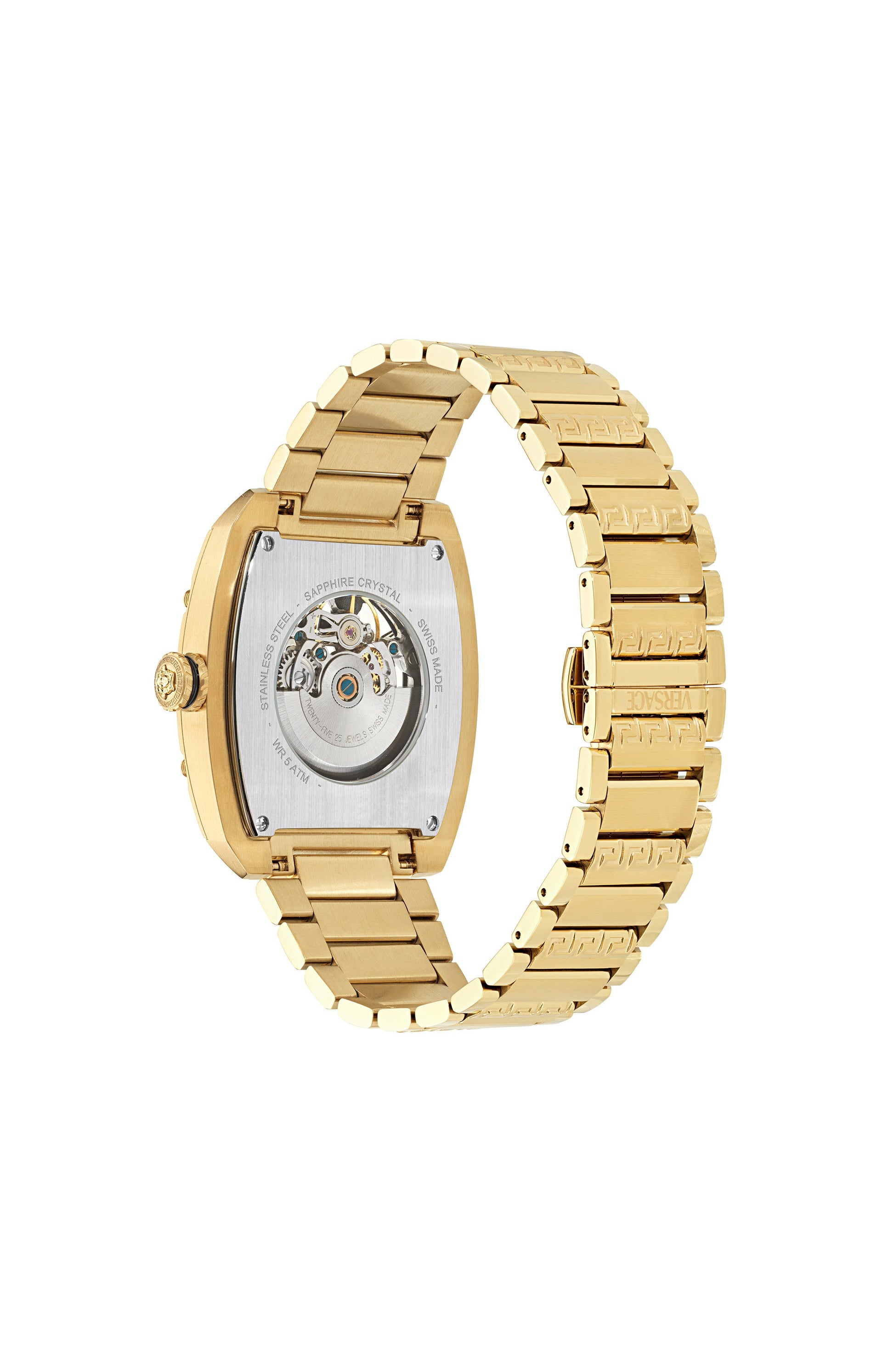 42X49.5MM IP Yellow Gold Case Black Skeleton Dial Gold Bracelet