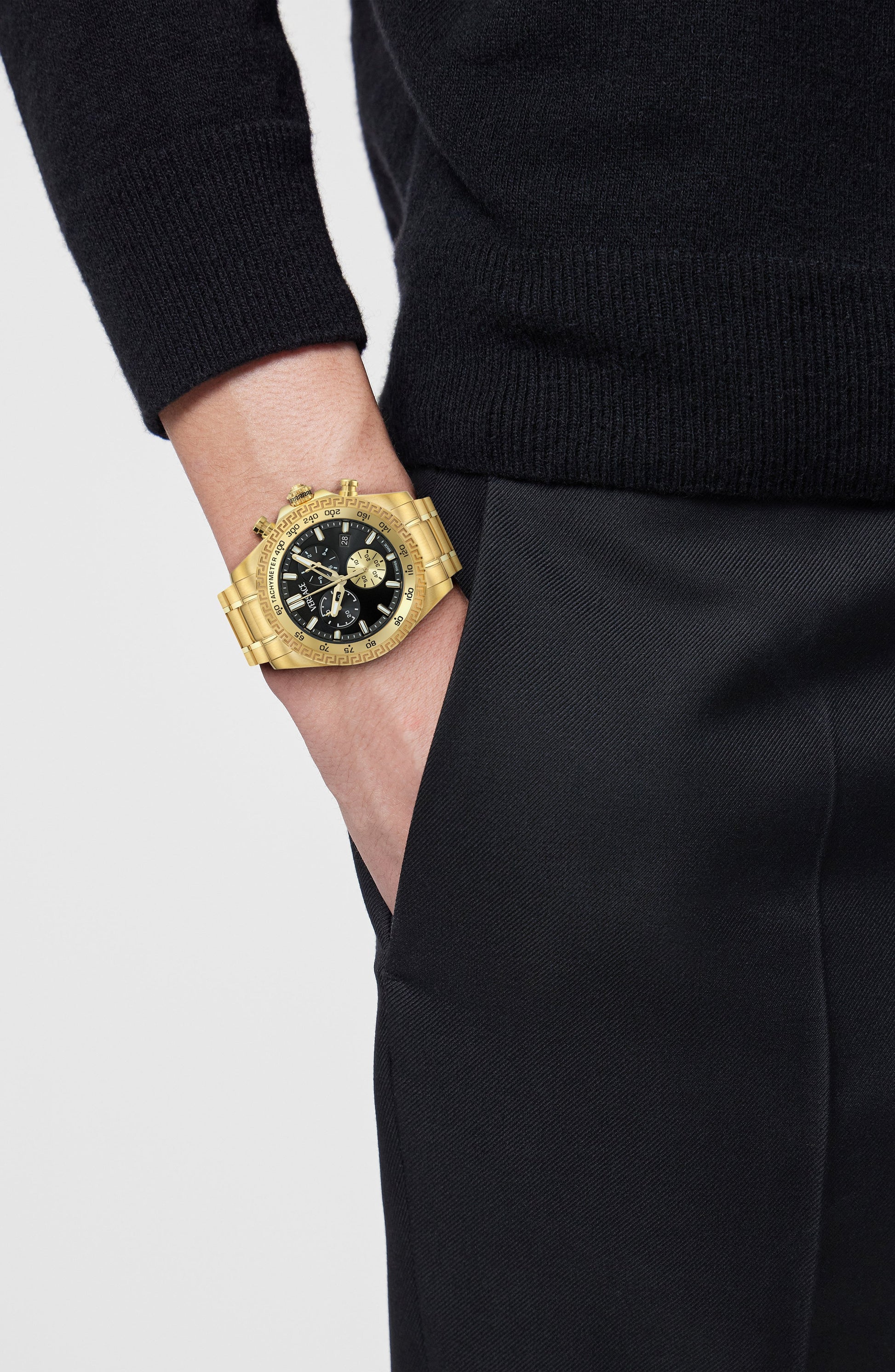 44MM IP Yellow Gold Case Black Sunray Dial Gold Bracelet