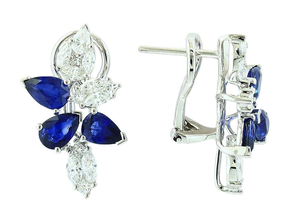 EFFY 14K WHITE GOLD DIAMOND,NATURAL SAPPHIRE EARRINGS