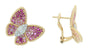 EFFY 14K YELLOW GOLD DIAMOND,PINK SAPPHIRE EARRINGS