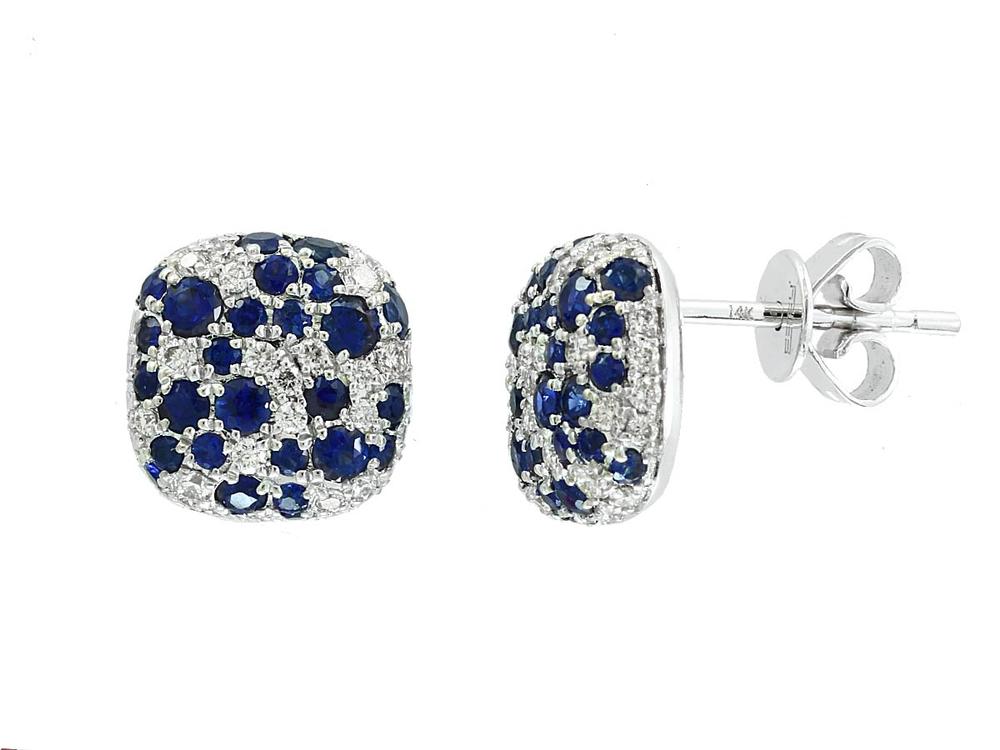 EFFY 14K WHITE GOLD DIAMOND,NATURAL SAPPHIRE EARRINGS