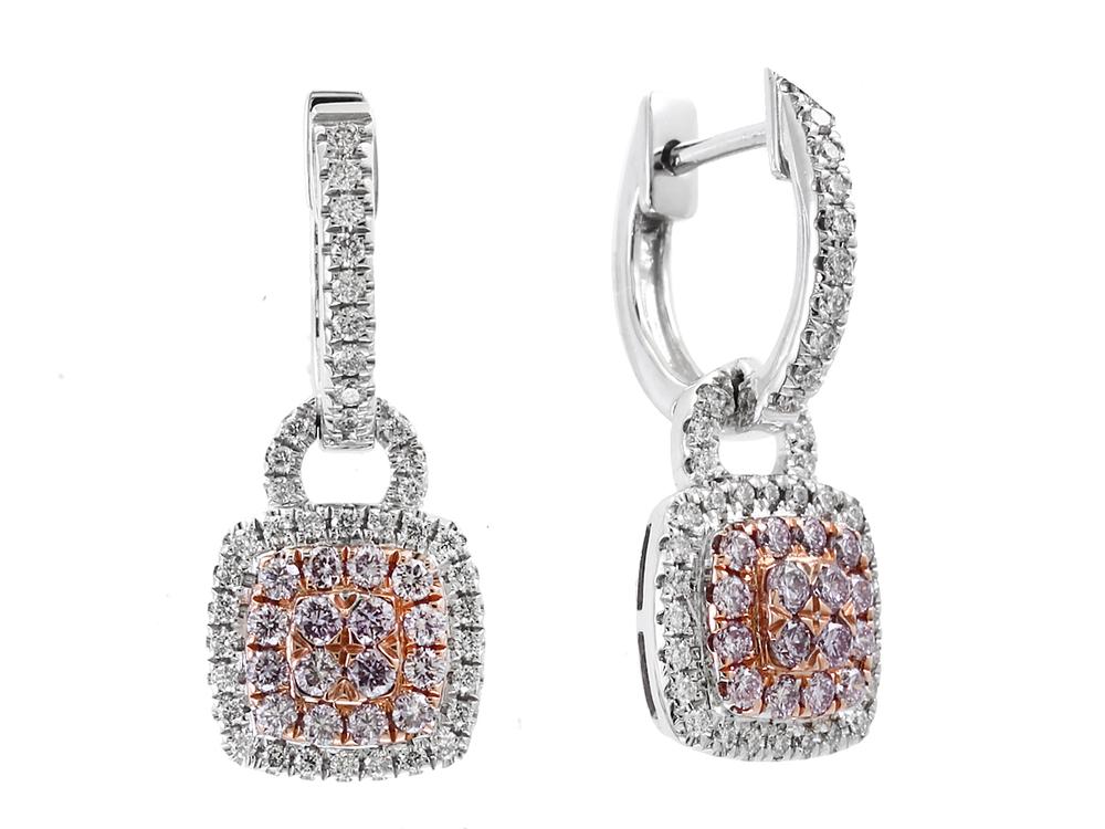 EFFY 14K WHITE and ROSE GOLD DIAMOND,PINK DIA. EARRINGS