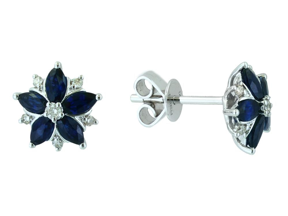 EFFY 14K WHITE GOLD DIAMOND,NATURAL SAPPHIRE EARRINGS