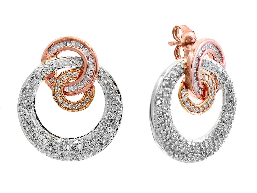 EFFY 14K-W/Y/R DIAMOND EARRINGS