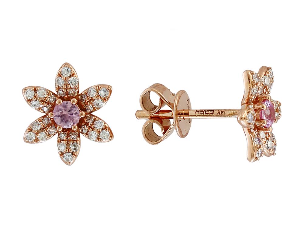 EFFY 14K ROSE GOLD DIAMOND,PINK SAPPHIRE EARRINGS