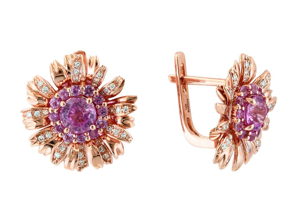 EFFY 14K ROSE GOLD DIAMOND,PINK SAPPHIRE EARRINGS