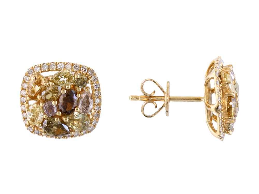 EFFY 14K YELLOW GOLD DIAMOND,MIXED COLOR DIAMONDS EARRINGS