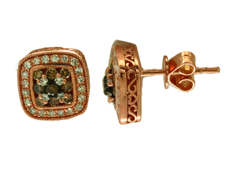 EFFY 14K ROSE GOLD DIAMOND,ESPRESSO DIAMOND, EARRINGS