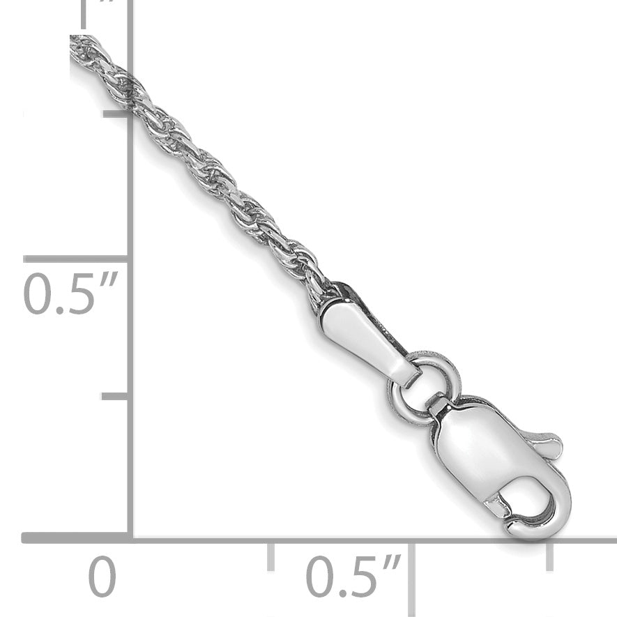 14k WG 1.30mm Diamond-cut Machine-made Rope Chain Anklet