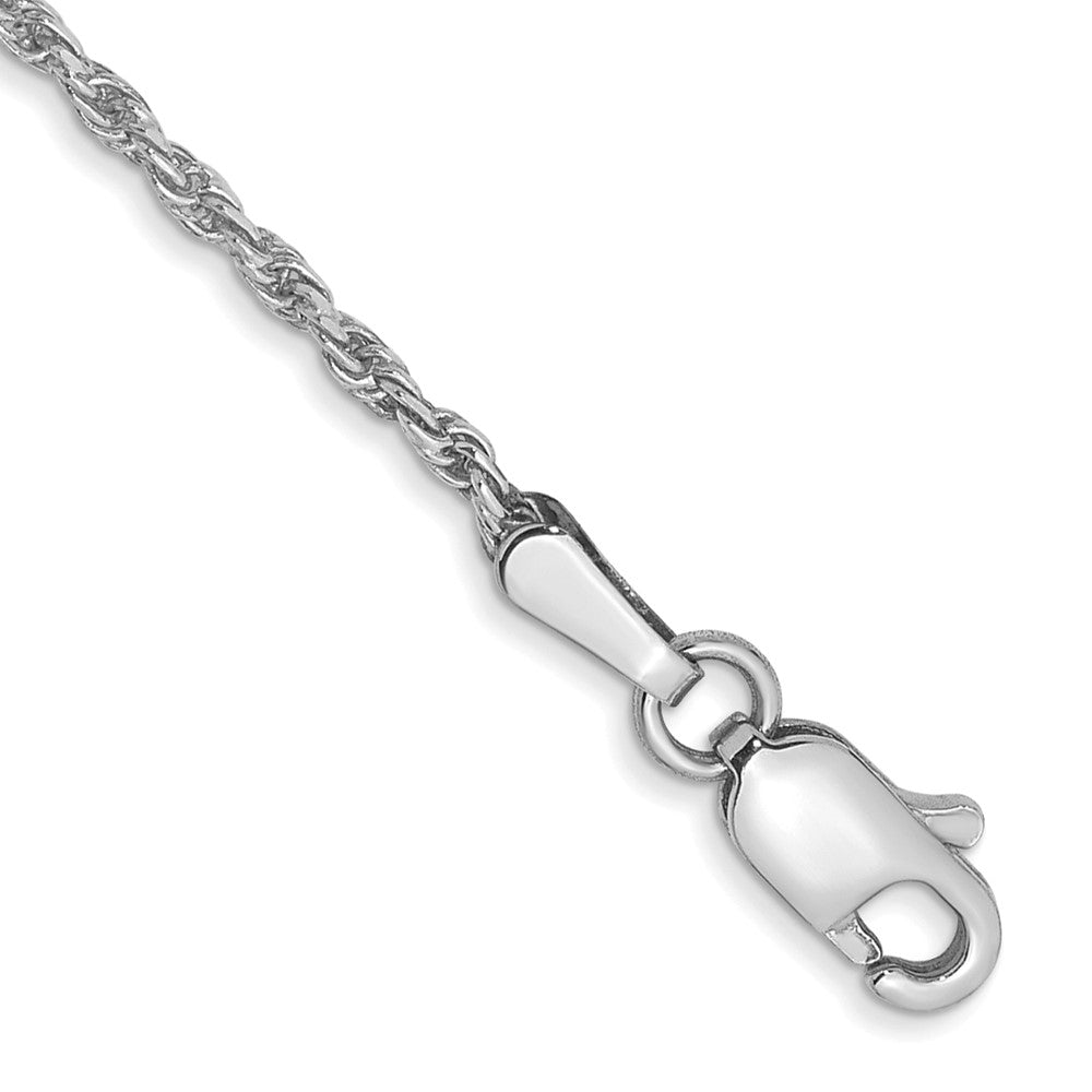 14k WG 1.30mm Diamond-cut Machine-made Rope Chain Anklet