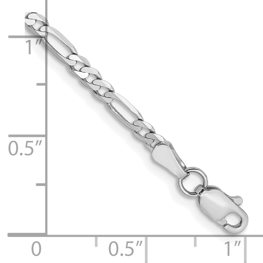 14k WG 2.75mm Flat Figaro Chain Anklet