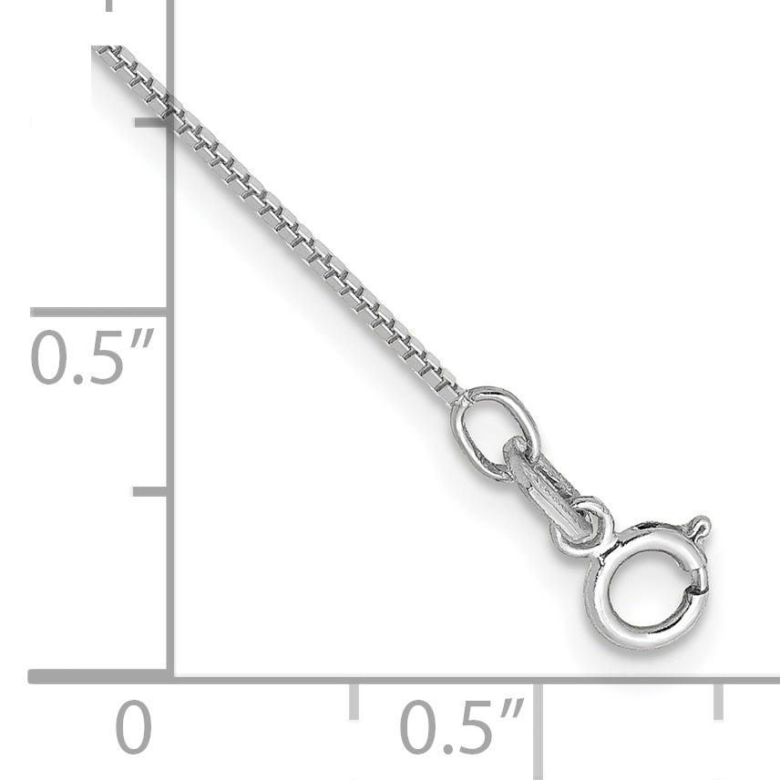 14k WG .7mm Box with Spring Ring Clasp Chain Anklet
