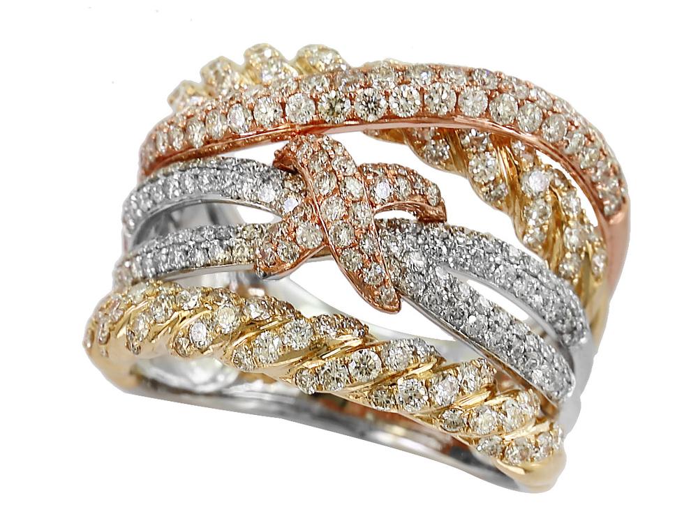 EFFY 14K-W/Y/R DIAMOND RING