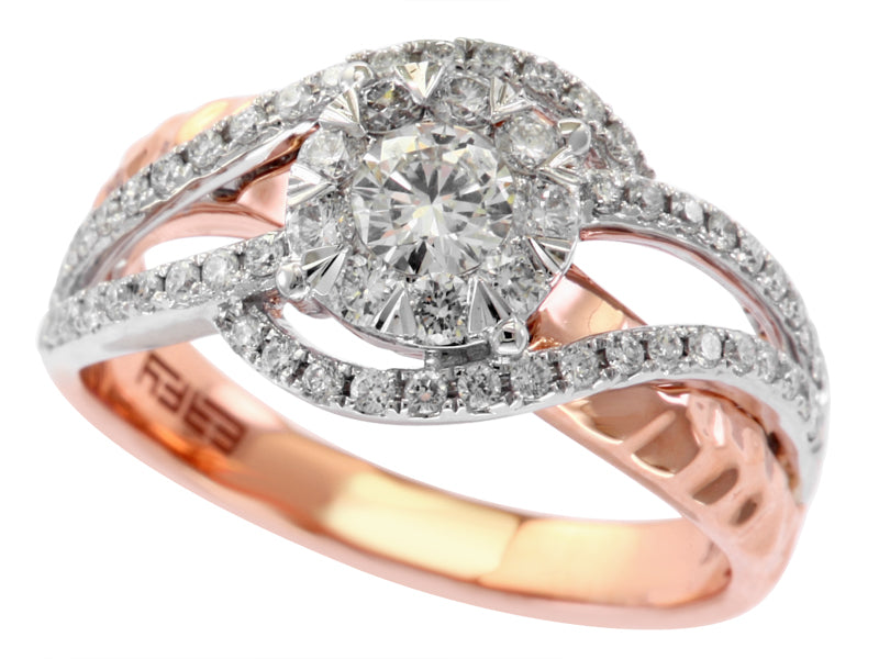 EFFY 14K WHITE and ROSE GOLD DIAMOND RING
