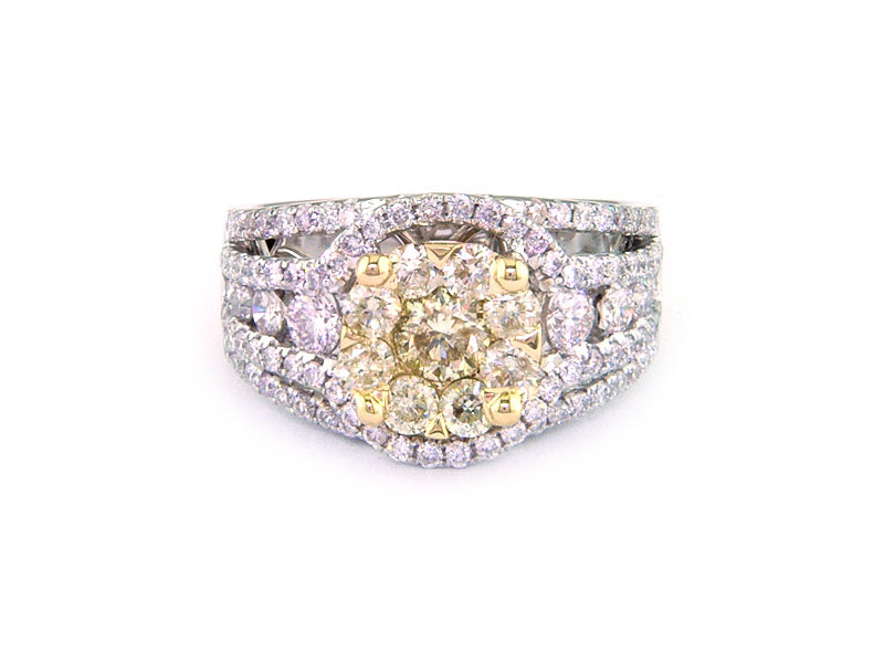 EFFY 14K WHT/YLW GLD DIAMOND,NATURAL YELLOW DIAMOND RING SIZE 6