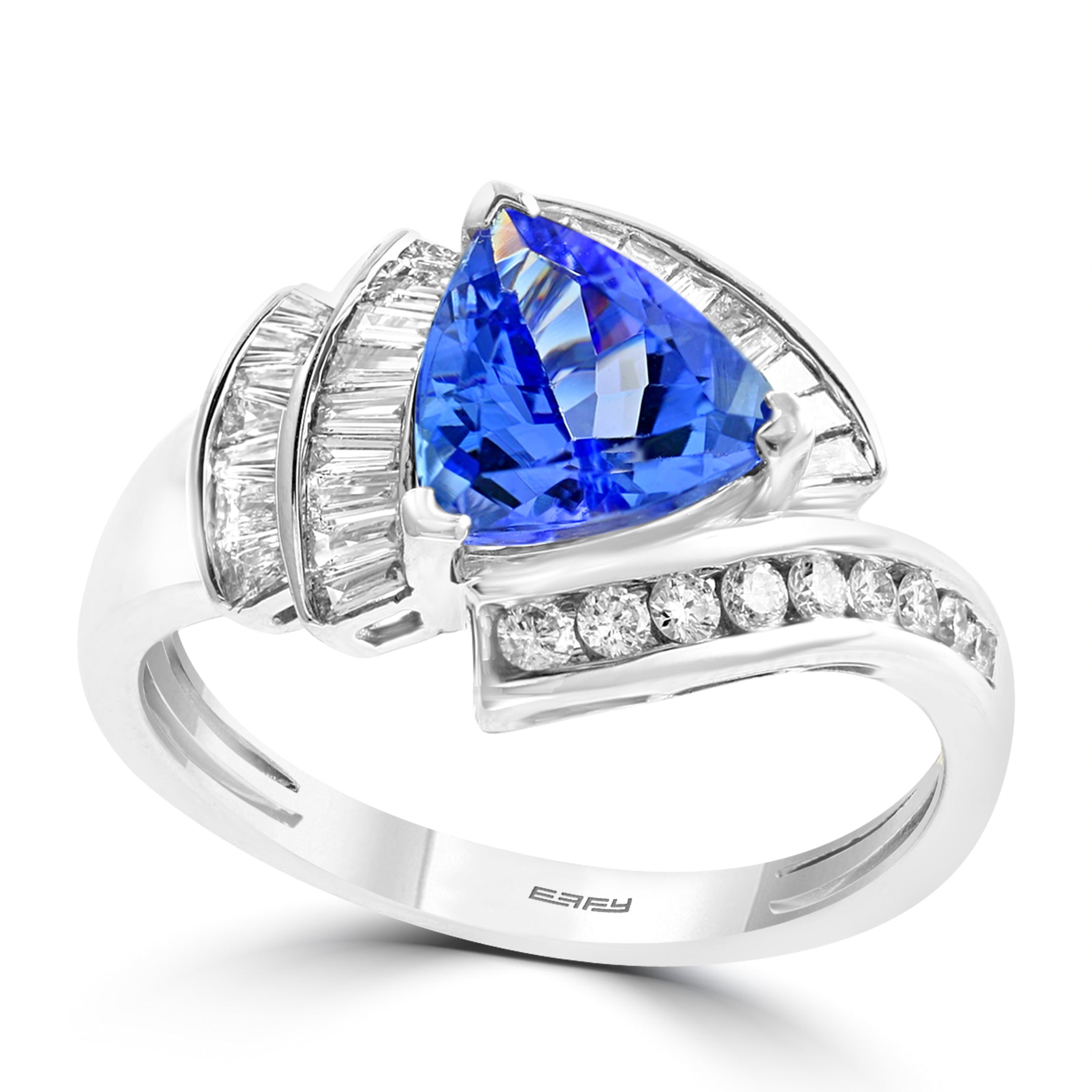Effy 14K White Gold Diamond,Tanzanite Ring (With  8  Center Size) Center Size: 8