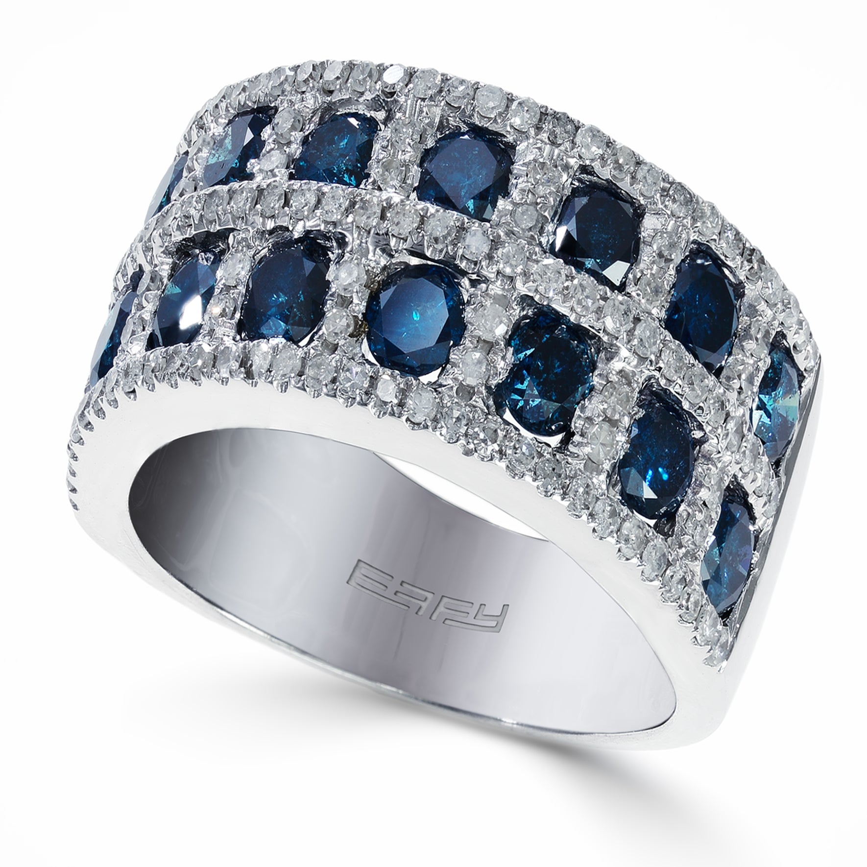 Effy 14K White Gold Diamond,Blue Diamond, Ring