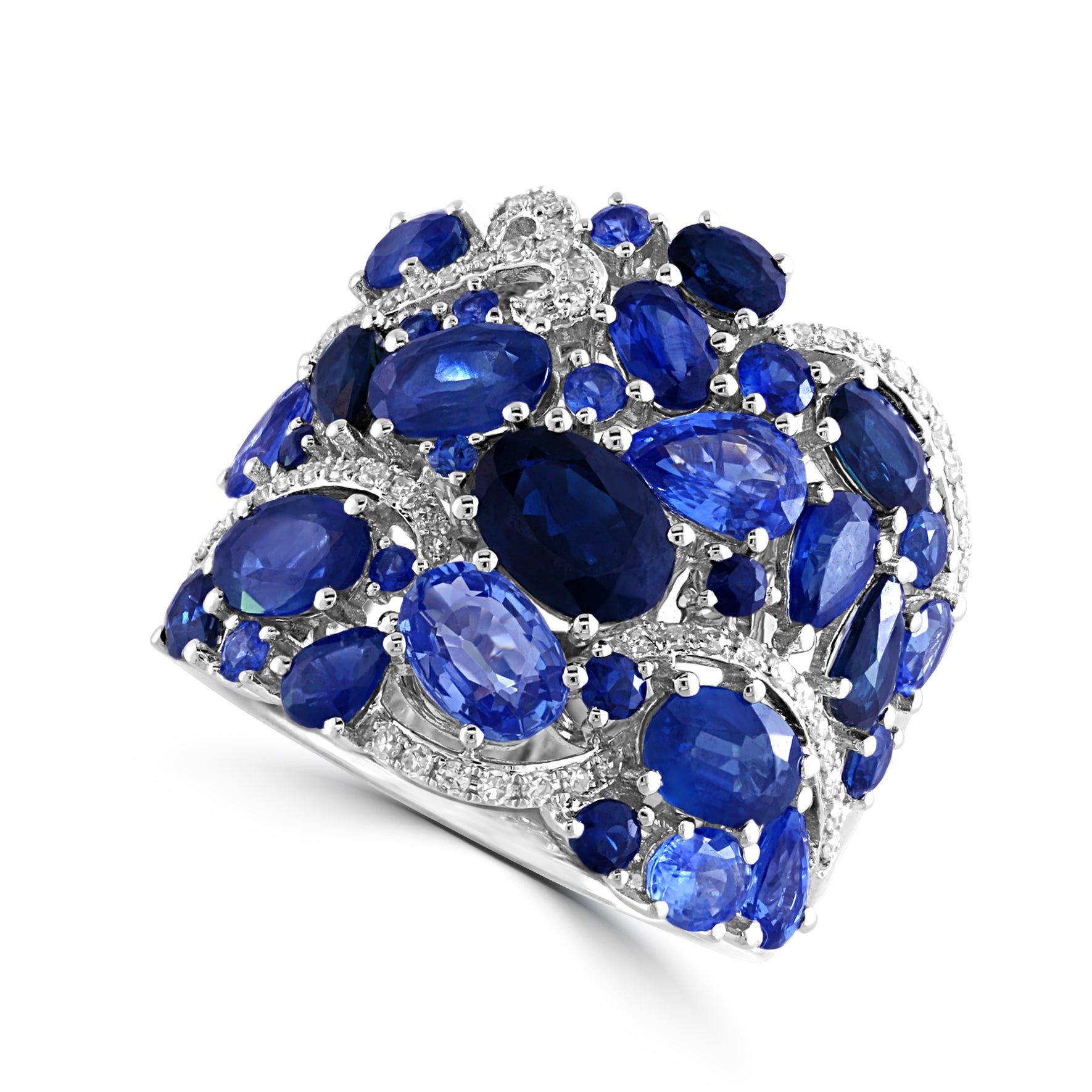 Effy 14K White Gold Diamond,Natural Ceylon Sapphire,Natural Sapphire Ring