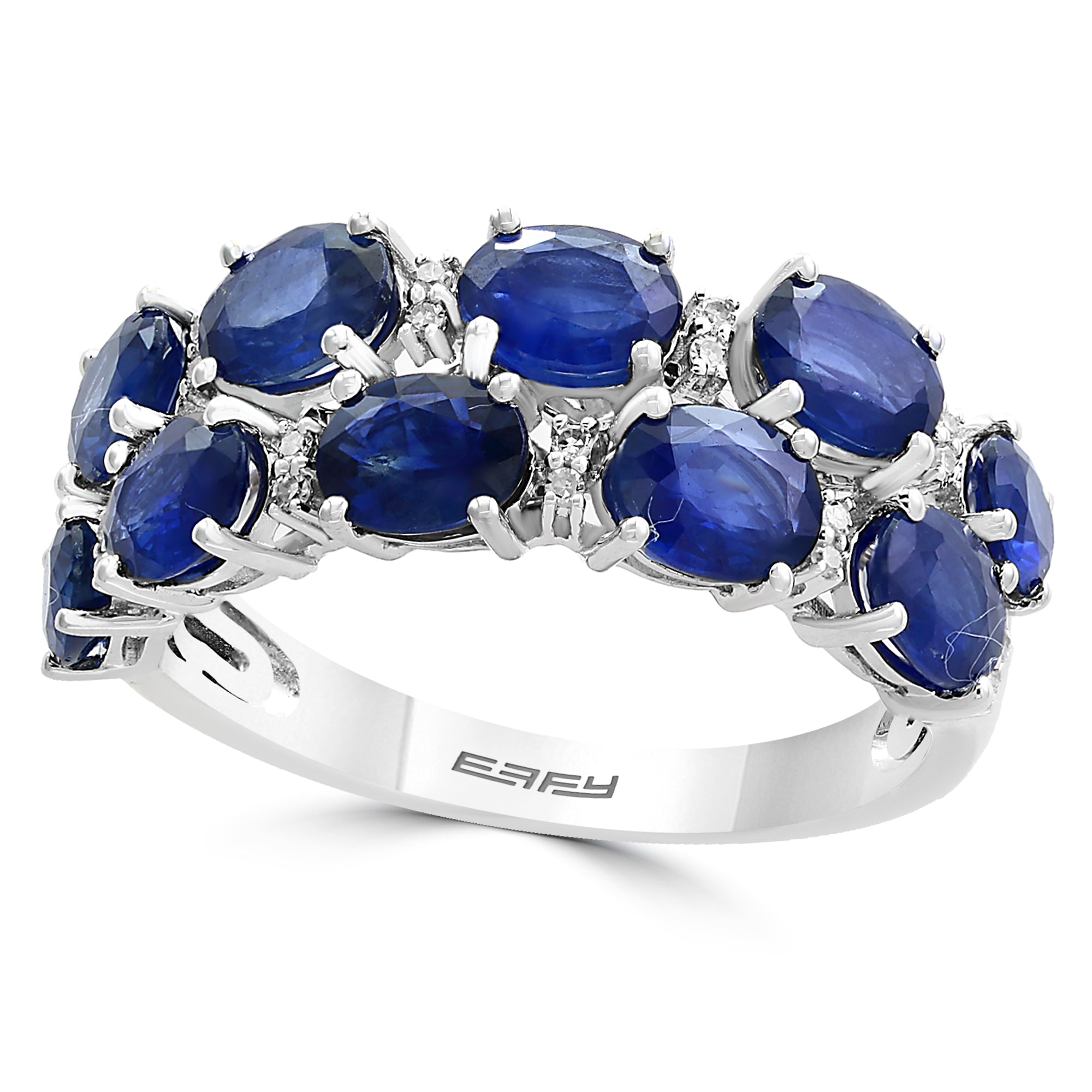 Effy 14K White Gold Diamond,Natural Sapphire Ring