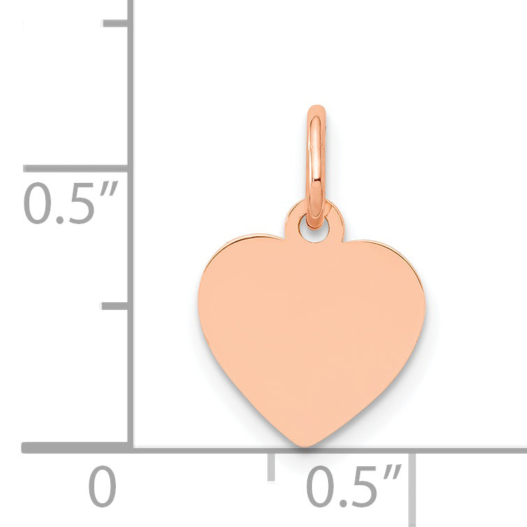 14K Rose Polished Heart Shaped Disc Pendant