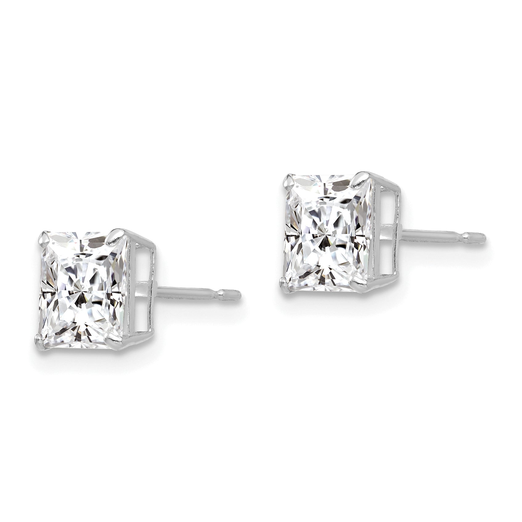 14k White Gold 6mm Square CZ Post Earrings