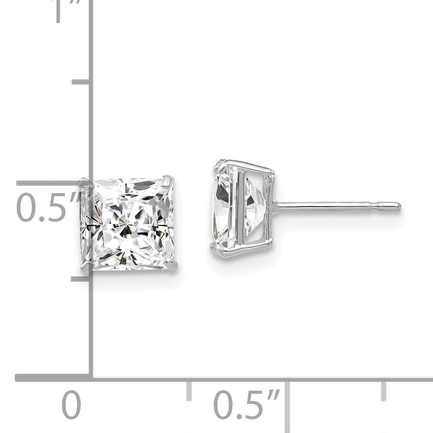 14k White Gold 6mm Square CZ Post Earrings