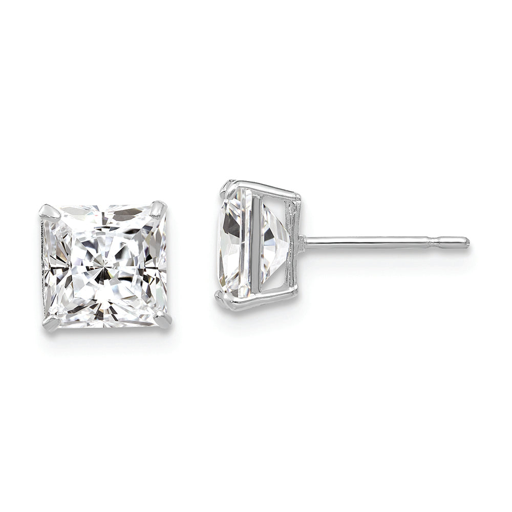 14k White Gold 6mm Square CZ Post Earrings