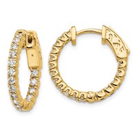14k 1 ct Lab Grown Dia VS/SI+ G+ Round In/Out Safety Clasp Hoop Earrings