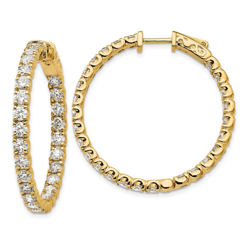 14k 4 7/8 ct Lab Grown Dia VS/SI+ G+ Round In/Out Safety Clasp Hoop Earring