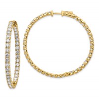 14k 7 1/4 ct Lab Grown Dia VS/SI+ G+ Round In/Out Safety Clasp Hoop Earring