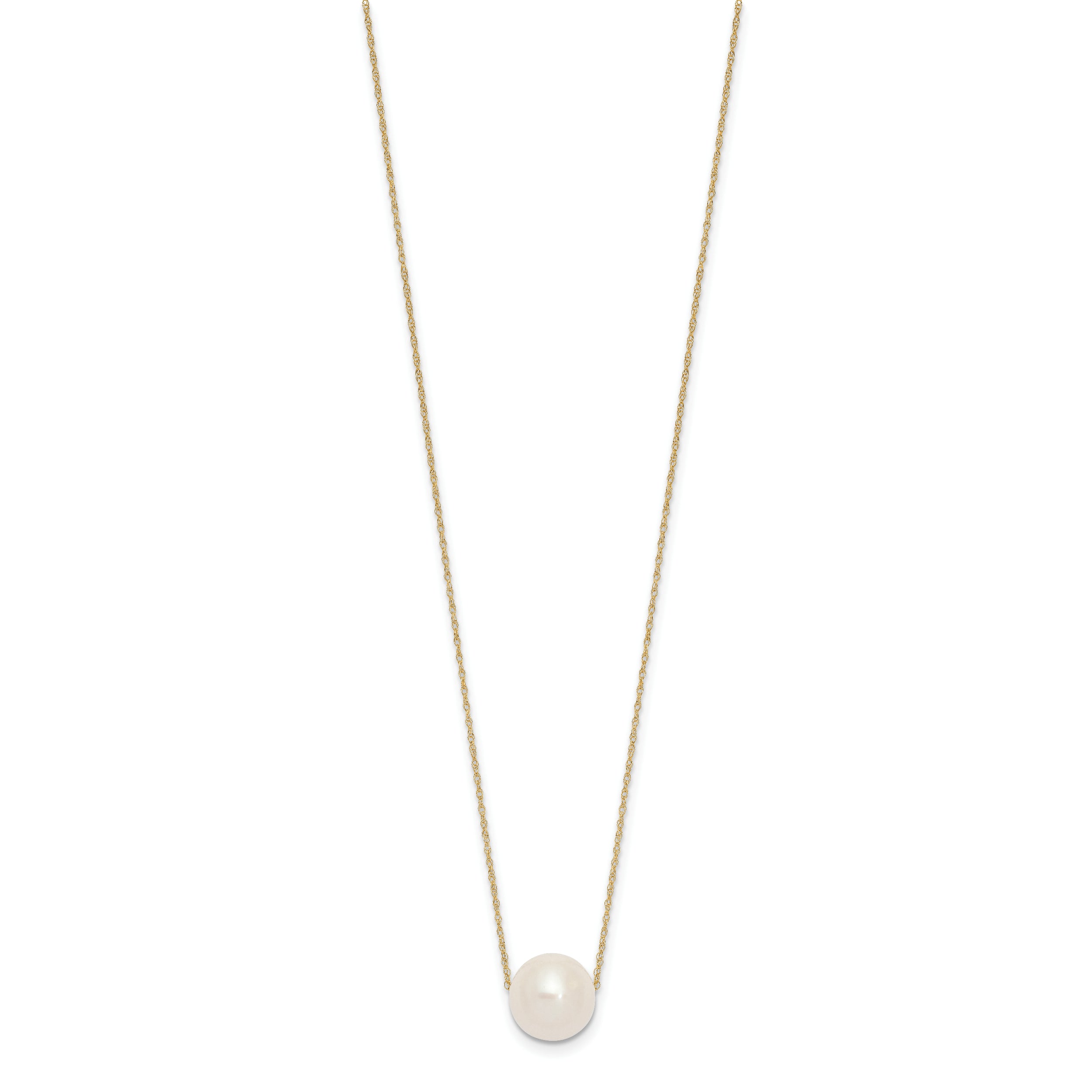14K 10-11mm Semi-Round White FWC Pearl Rope Necklace