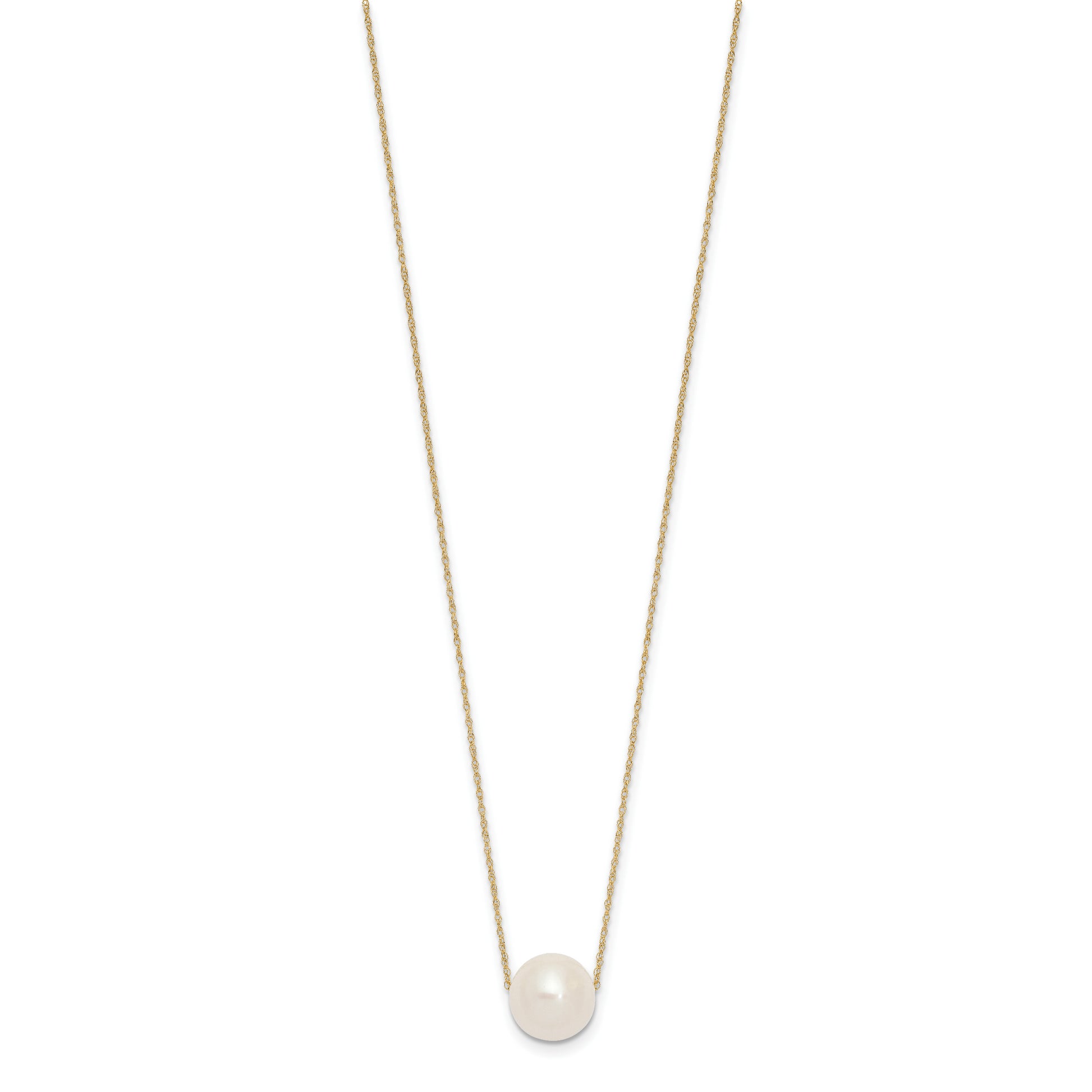 14K 10-11mm Semi-Round White FWC Pearl Rope Necklace