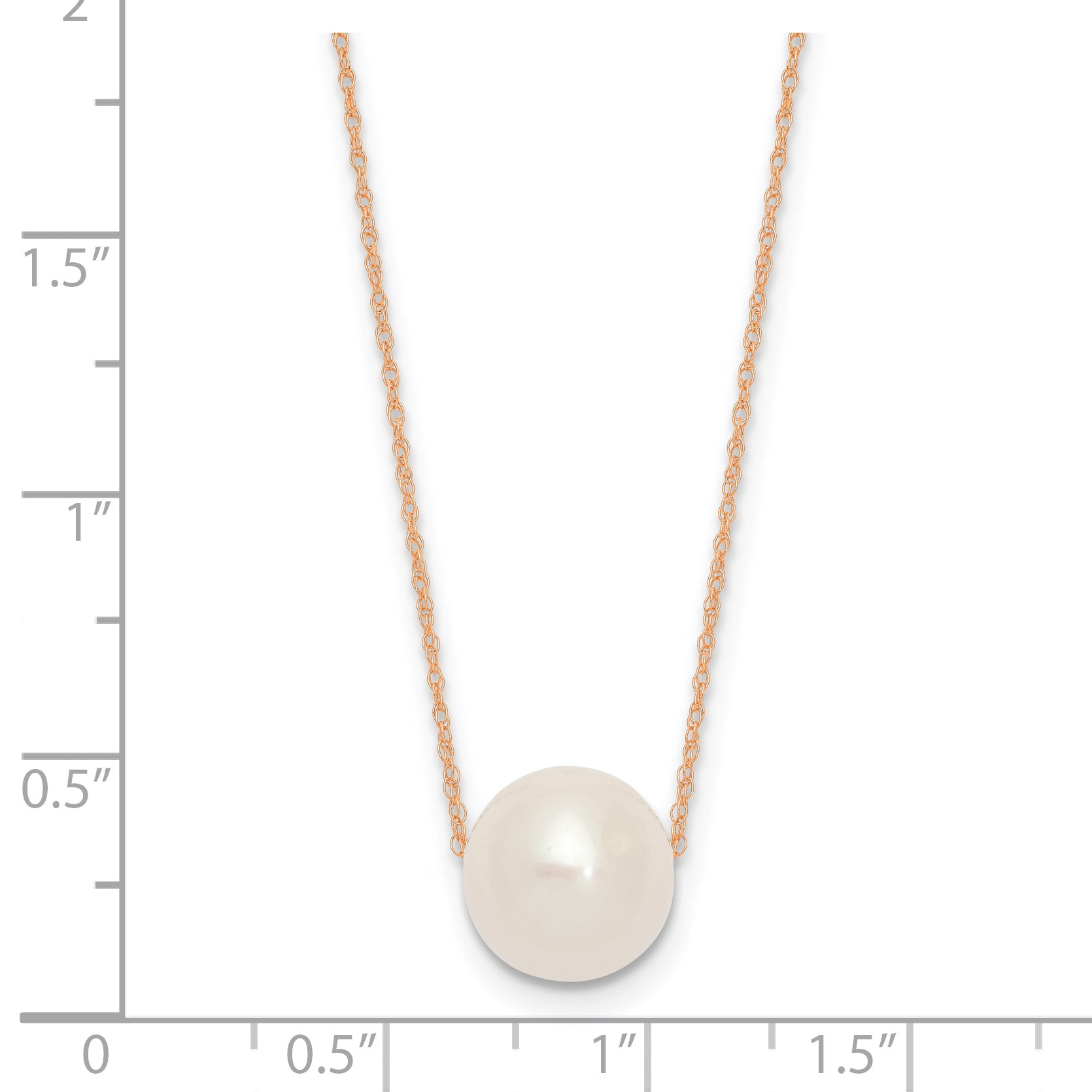 14K Rose Gold 10-11mm Semi-Round White FWC Pearl Rope Necklace